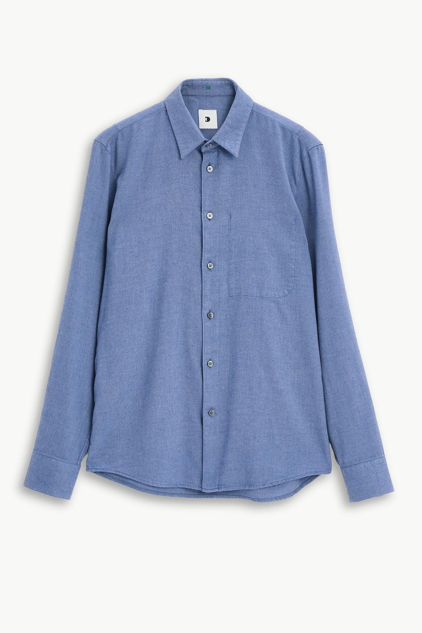Feel Good Shirt in Steel Blue Organic Cotton and Tencel