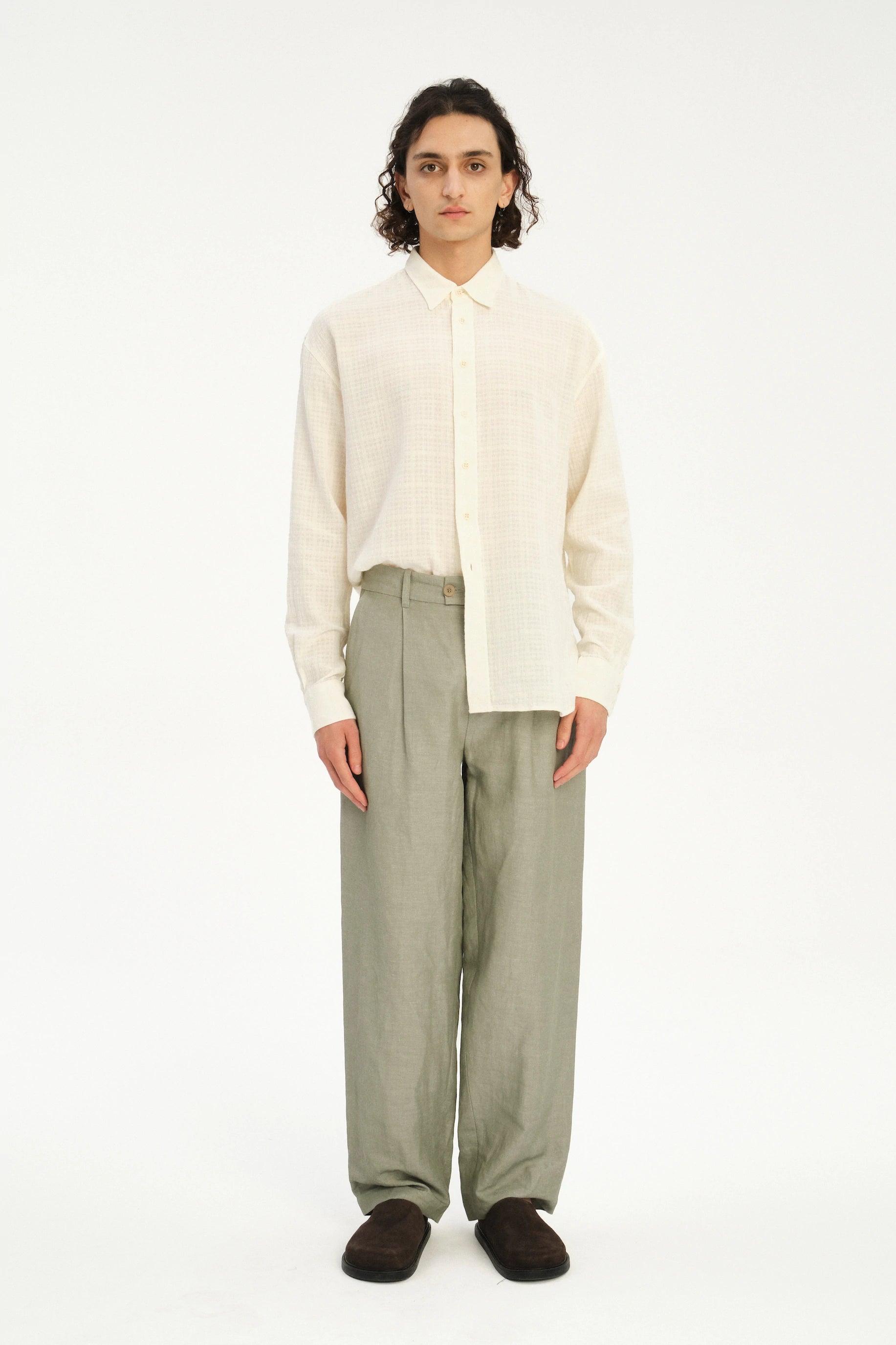 Oversized Delta Shirt in a Cream White Airy Portuguese Cotton