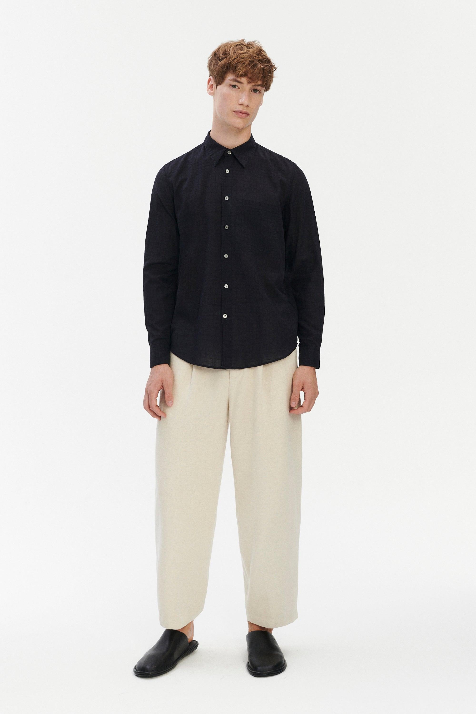 Feel Good Shirt in a Profound Black Italian Dobby Cotton