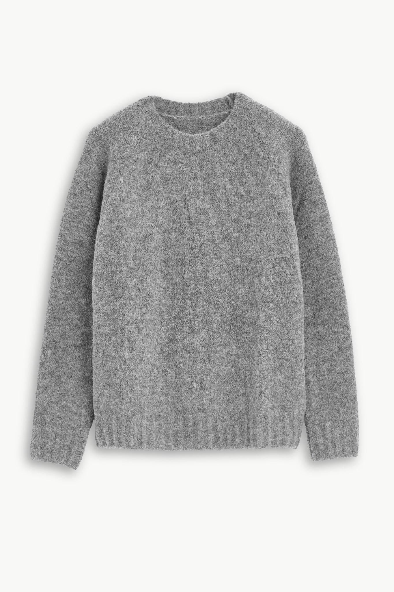 Crewneck Sweater in a Grey Sustainable Alpaca Blend