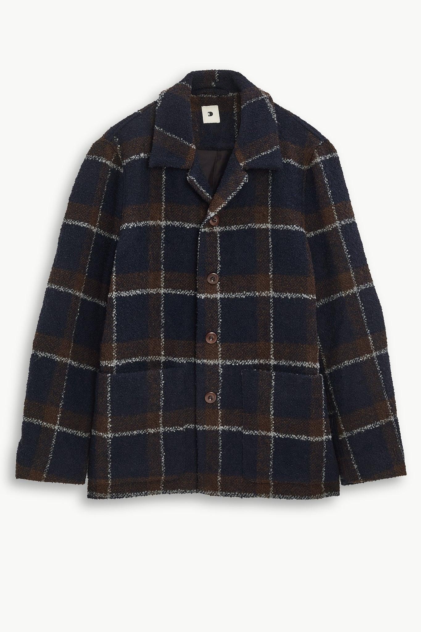 Torino Jacket in Navy Brown Check