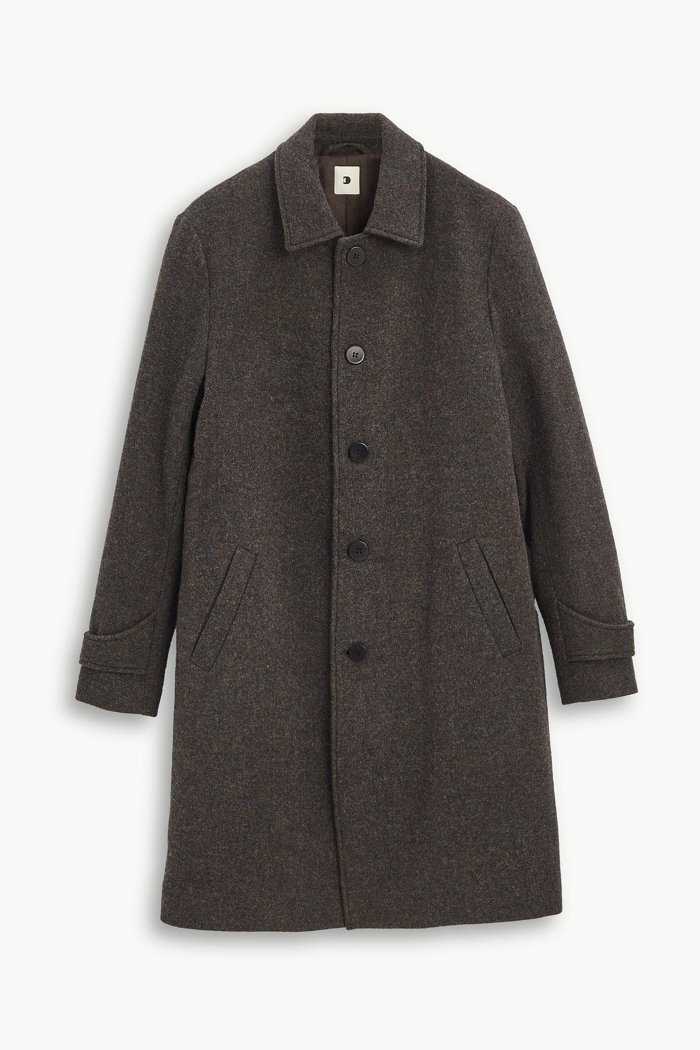 Praha Coat in Dark Brown Japanese Wool with MEIDA Thermo Insulation