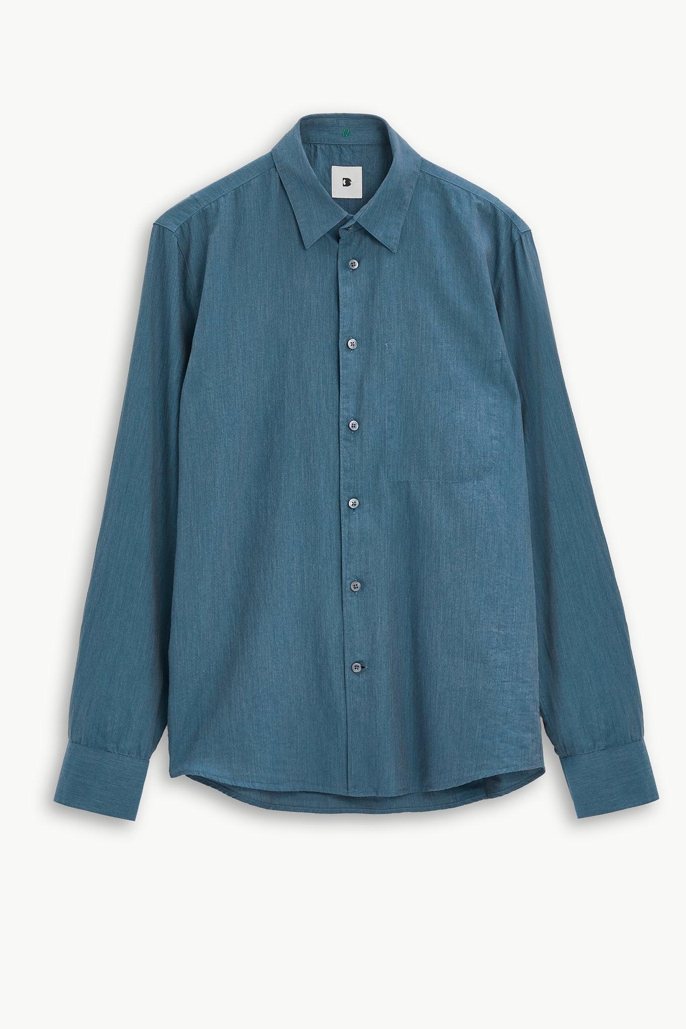 Feel Good Shirt in Greyish Petrol Blue Italian Flannel