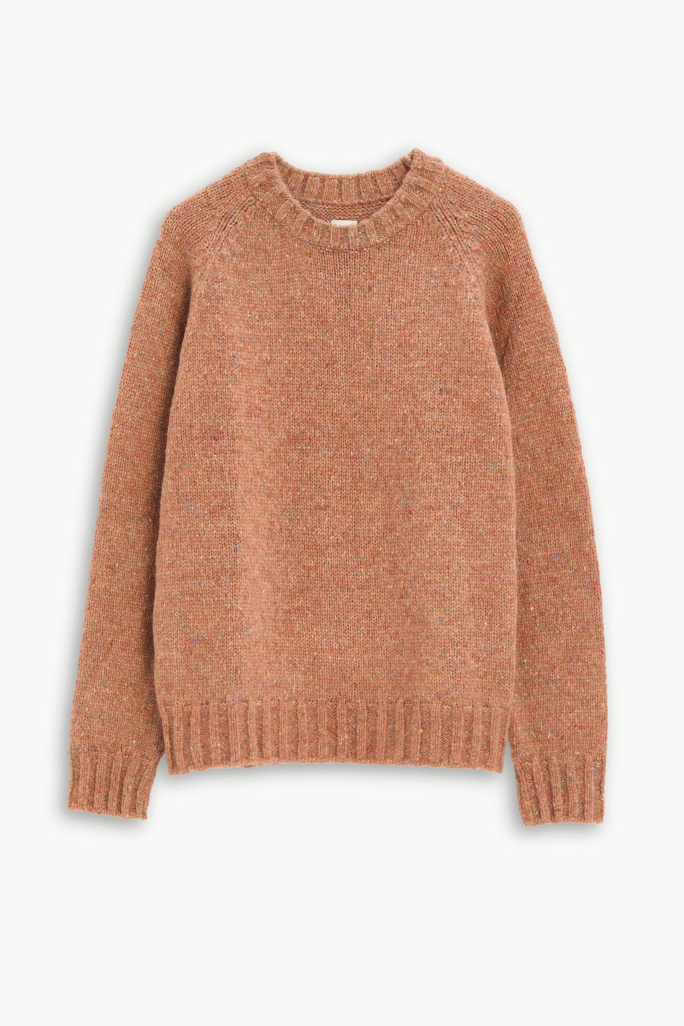 Crewneck Sweater in Terracotta Nepped Alpaca