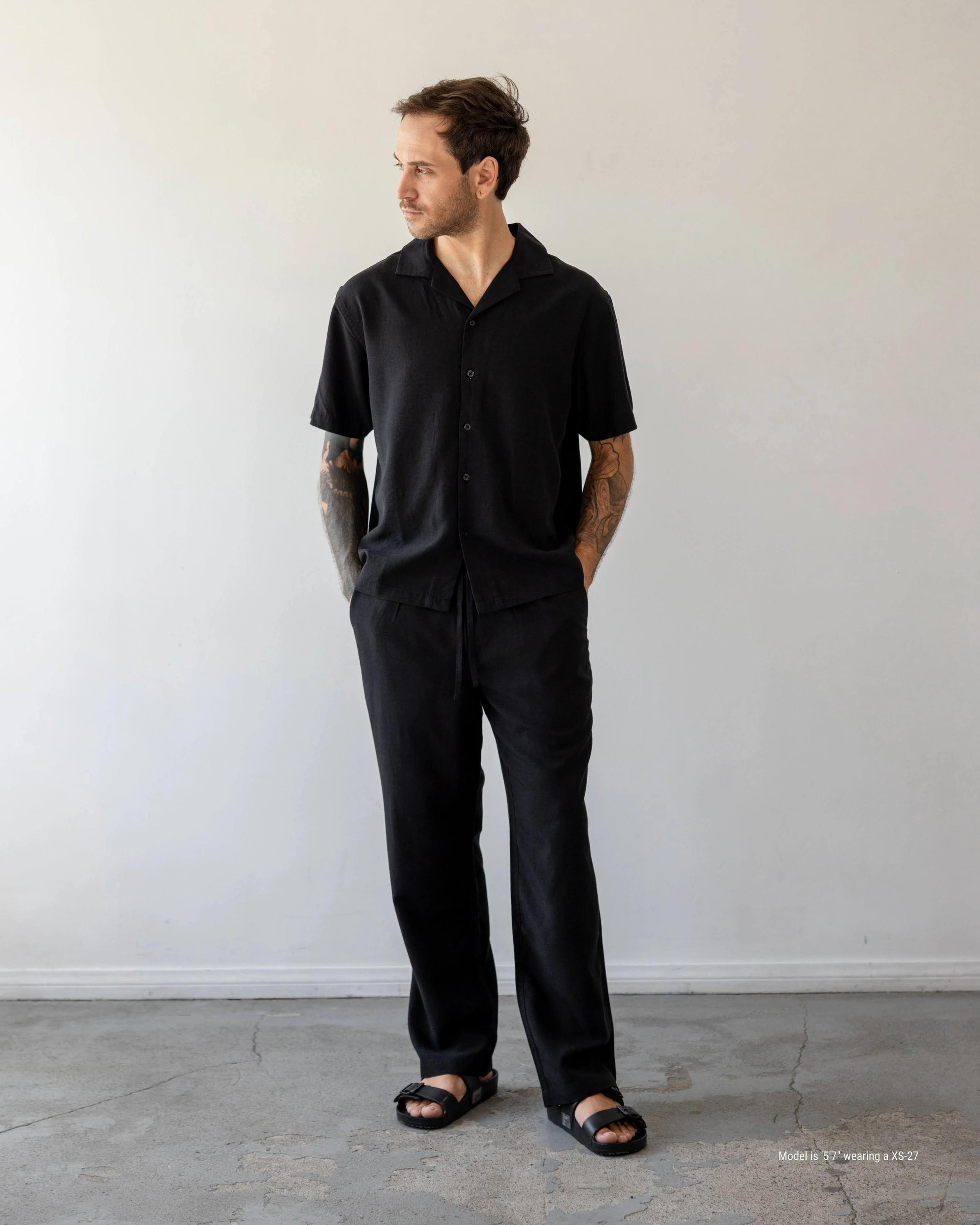 Tumbled Linen Loose Trousers