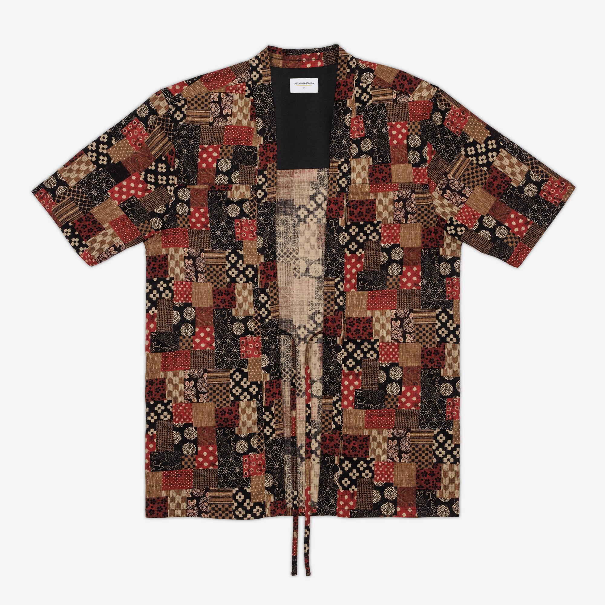 Haori Jacket - Red Boro Print