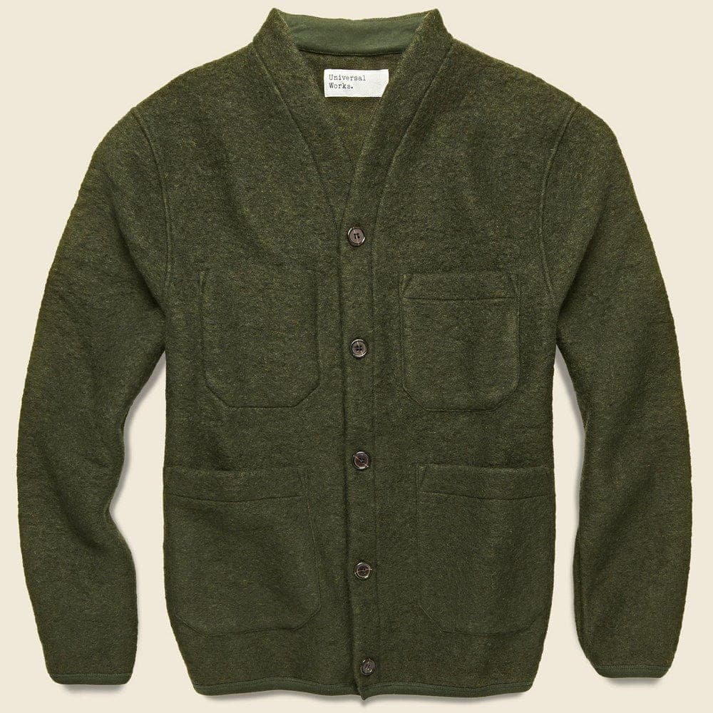 Wool Fleece Cardigan - Olive