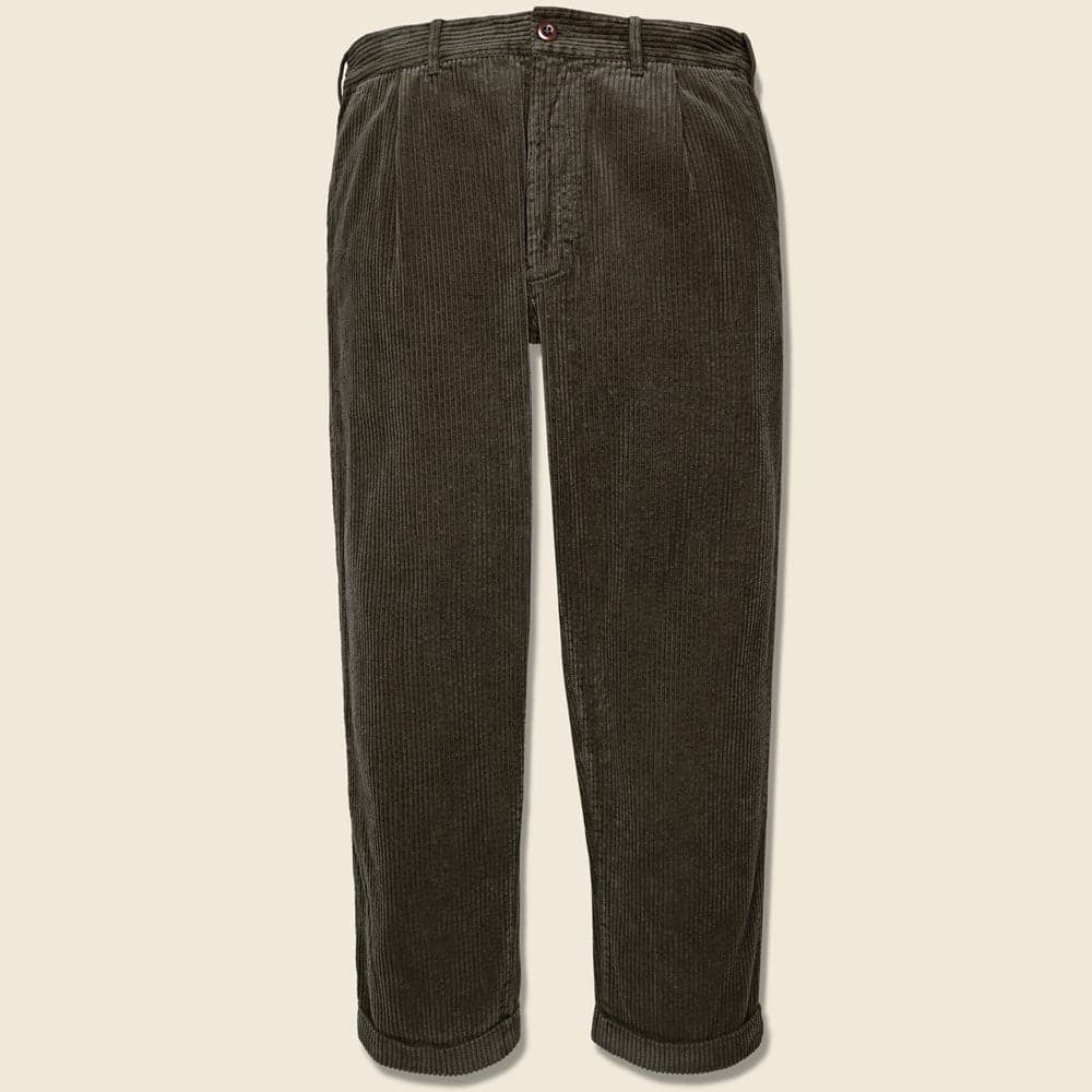 Corduroy Pleated Pant - Chocolate