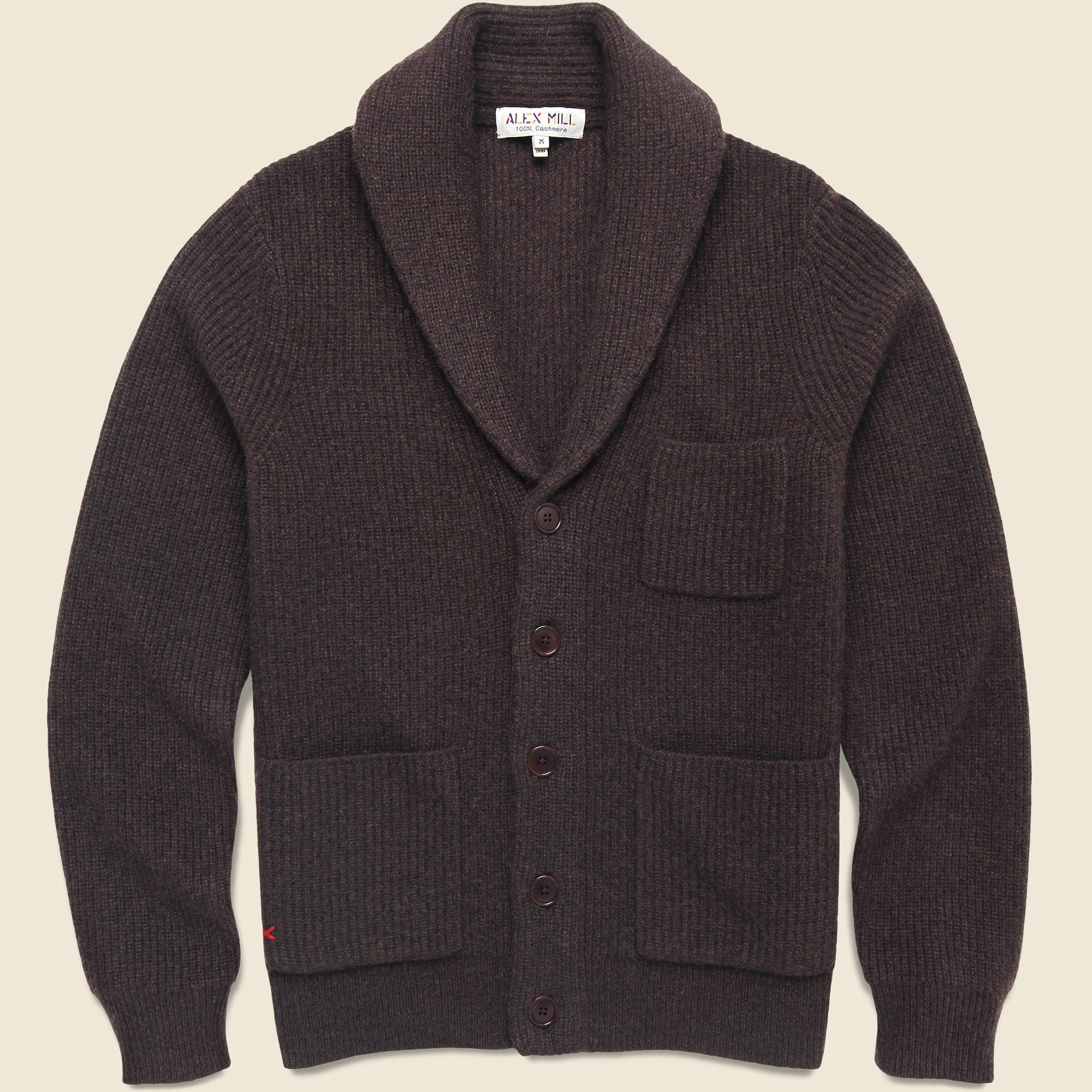 Shawl Collar Cashmere Sweater - Compost