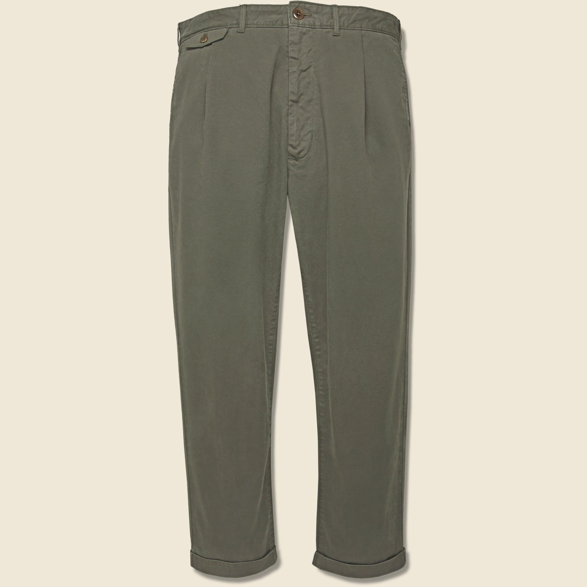 Standard Pleated Chino - Olive Grey