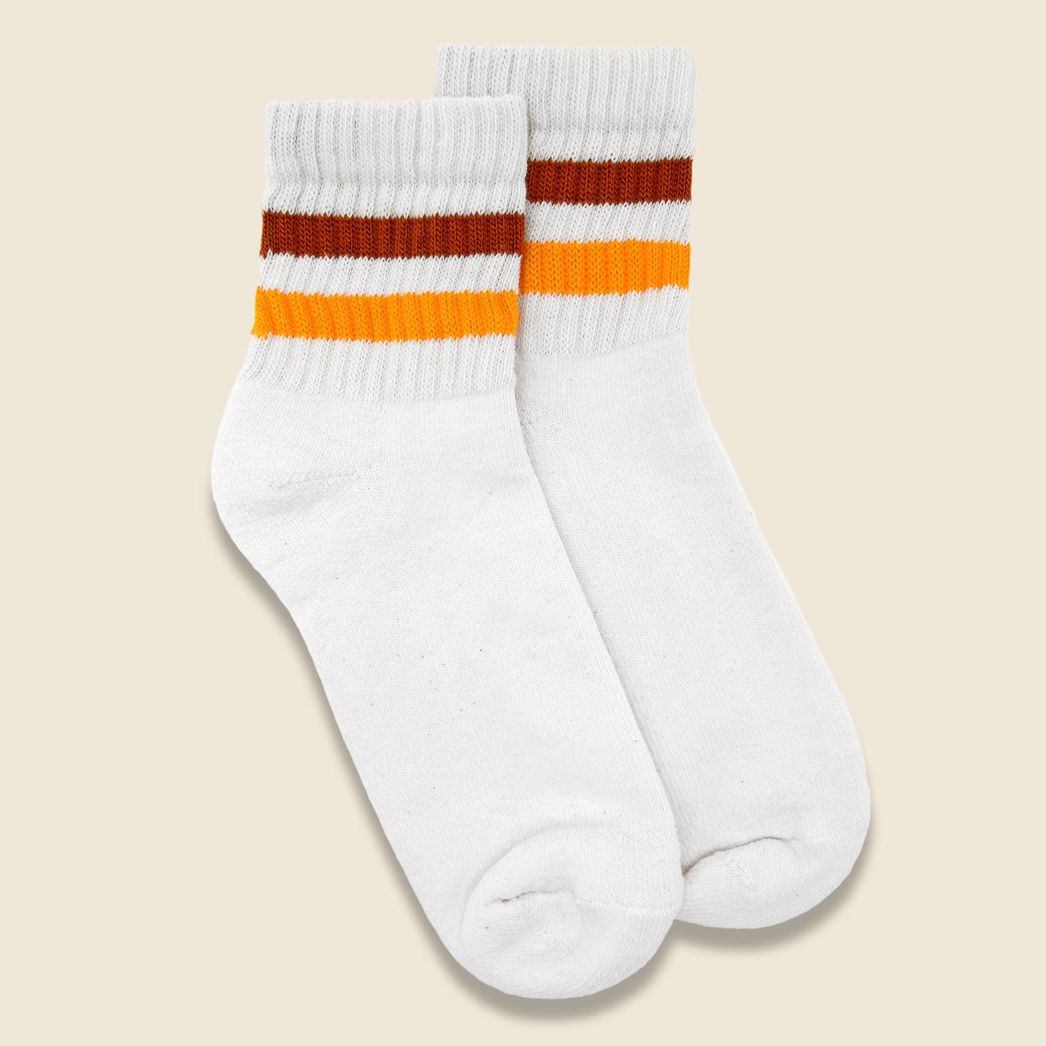 American Trench Retro Stripe Quarter Crew Sock - Texas Orange/Gold