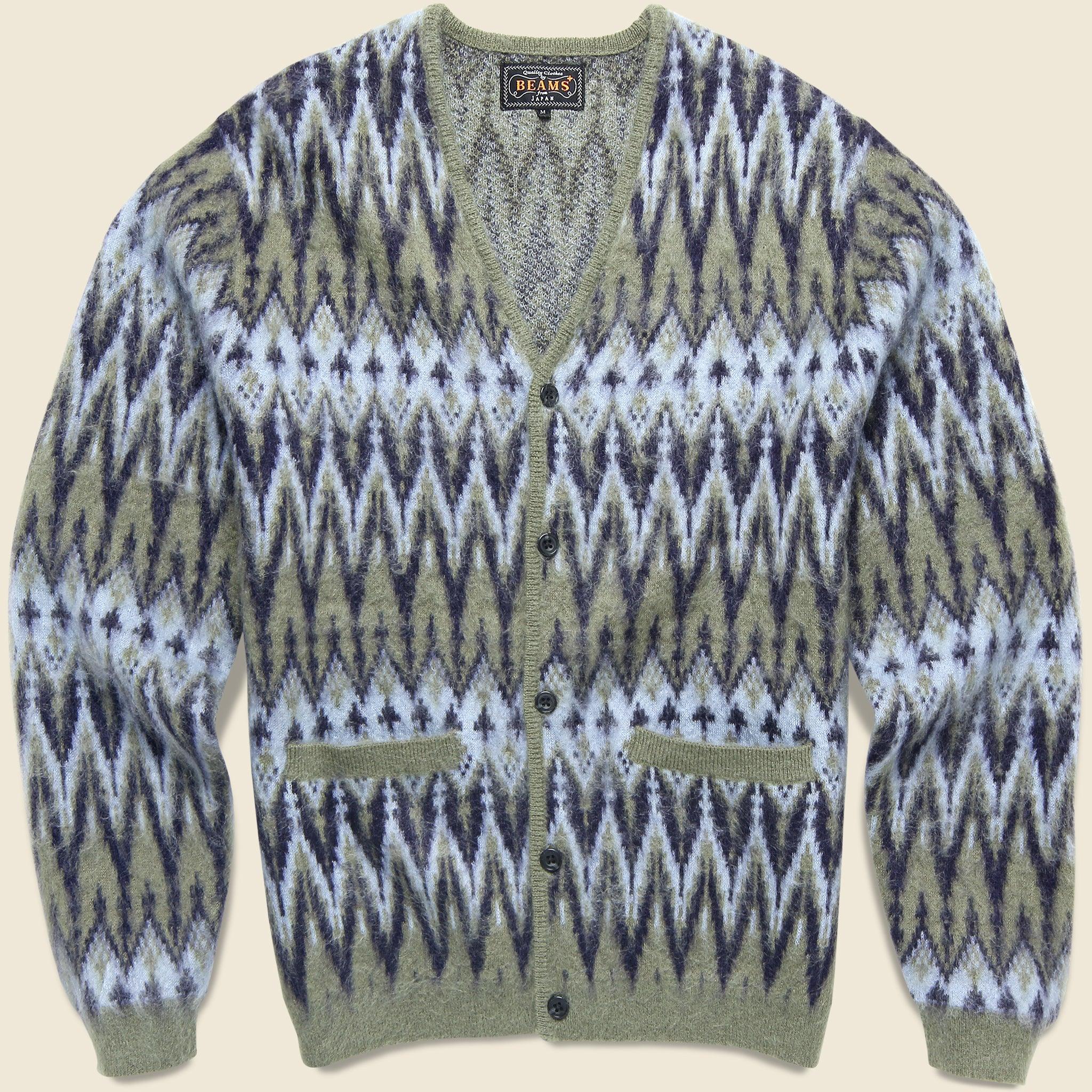 Jacquard Chevron Cardigan - Green