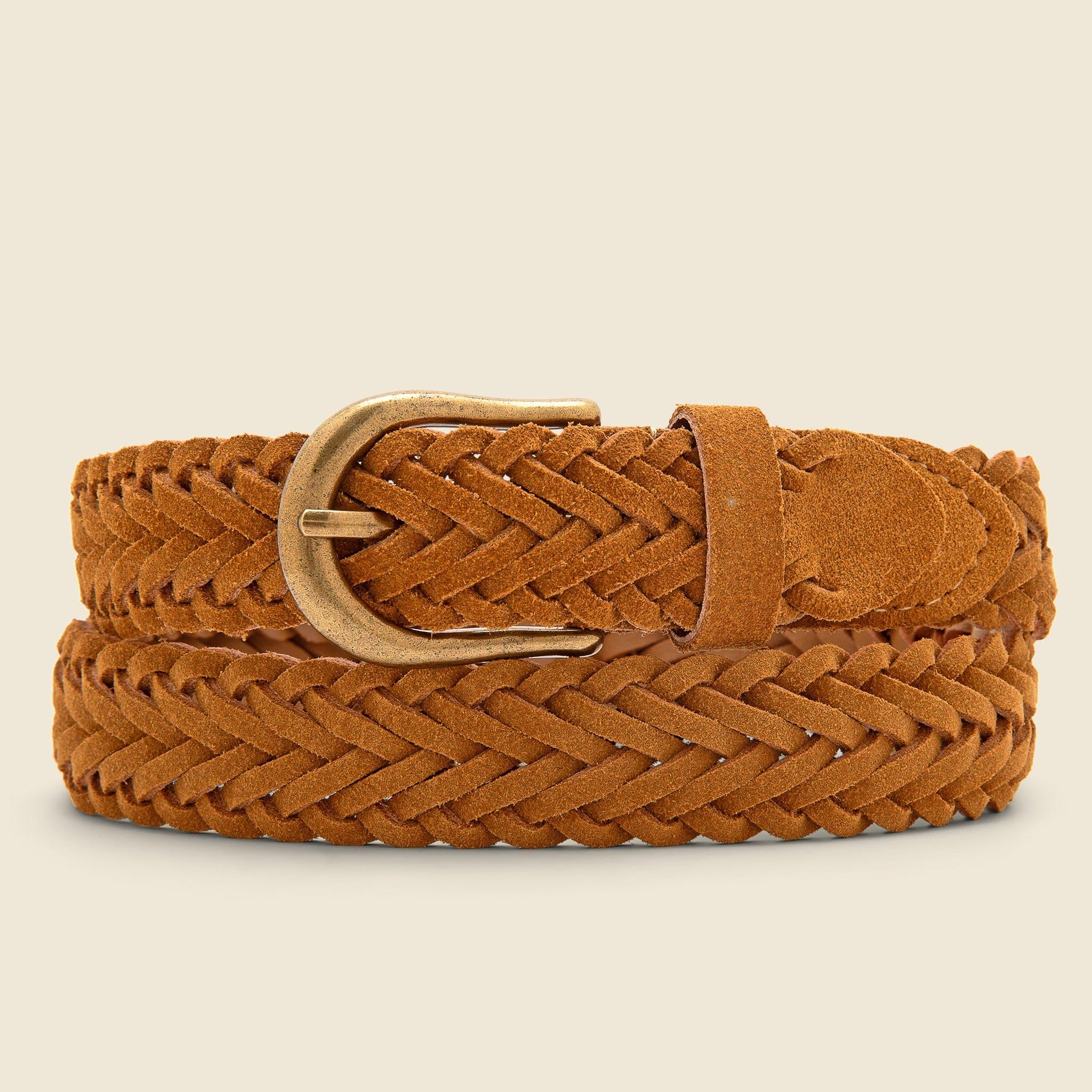 Suede Mesh Belt - Tan