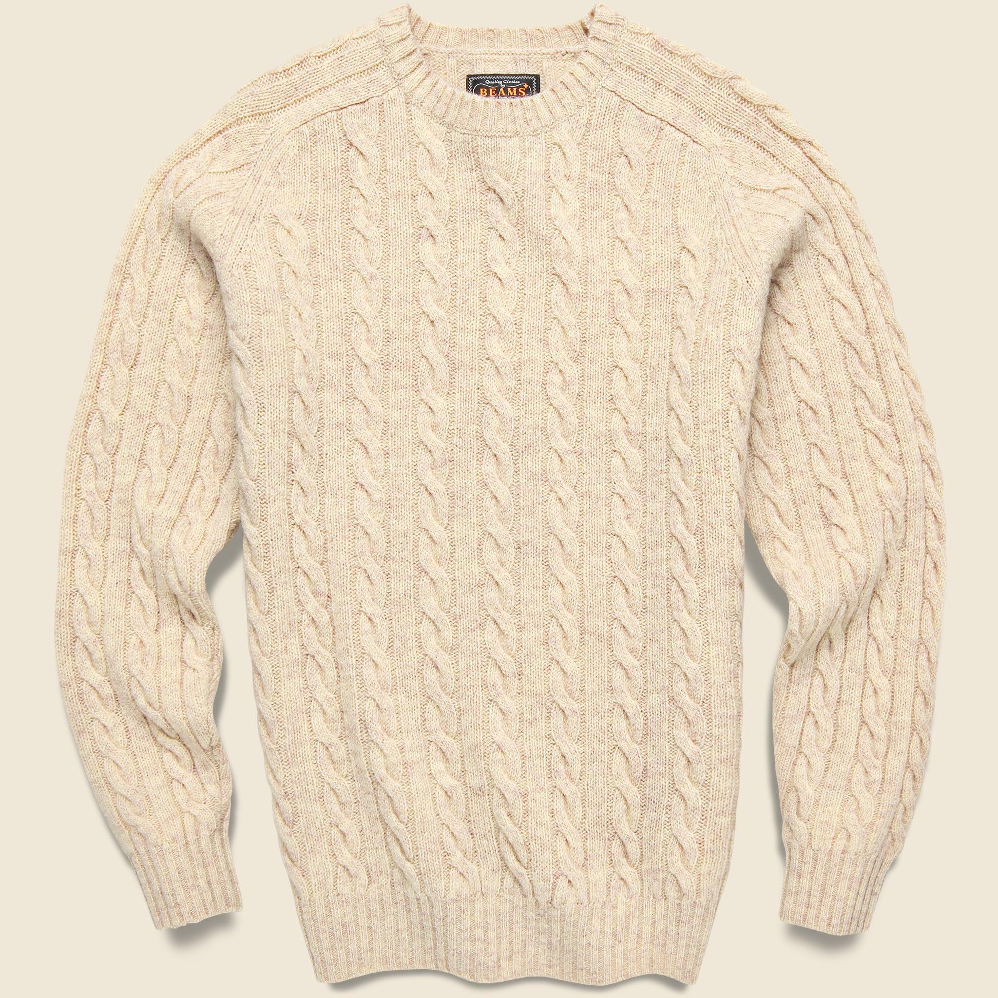 Cable Crewneck Sweater - Beige