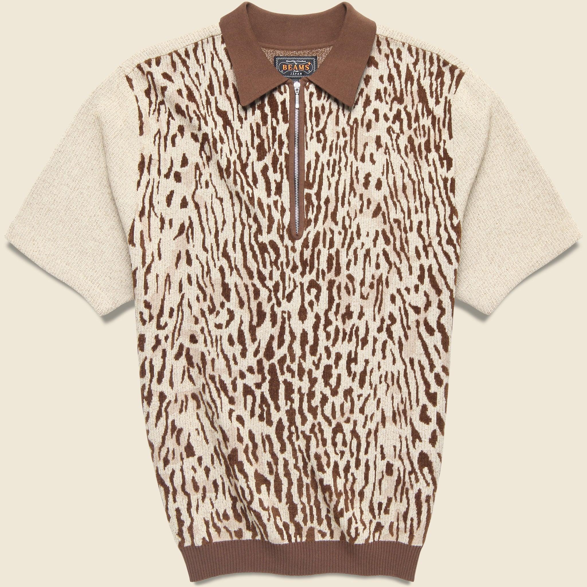 Half Zip Knit Polo - Giraffe