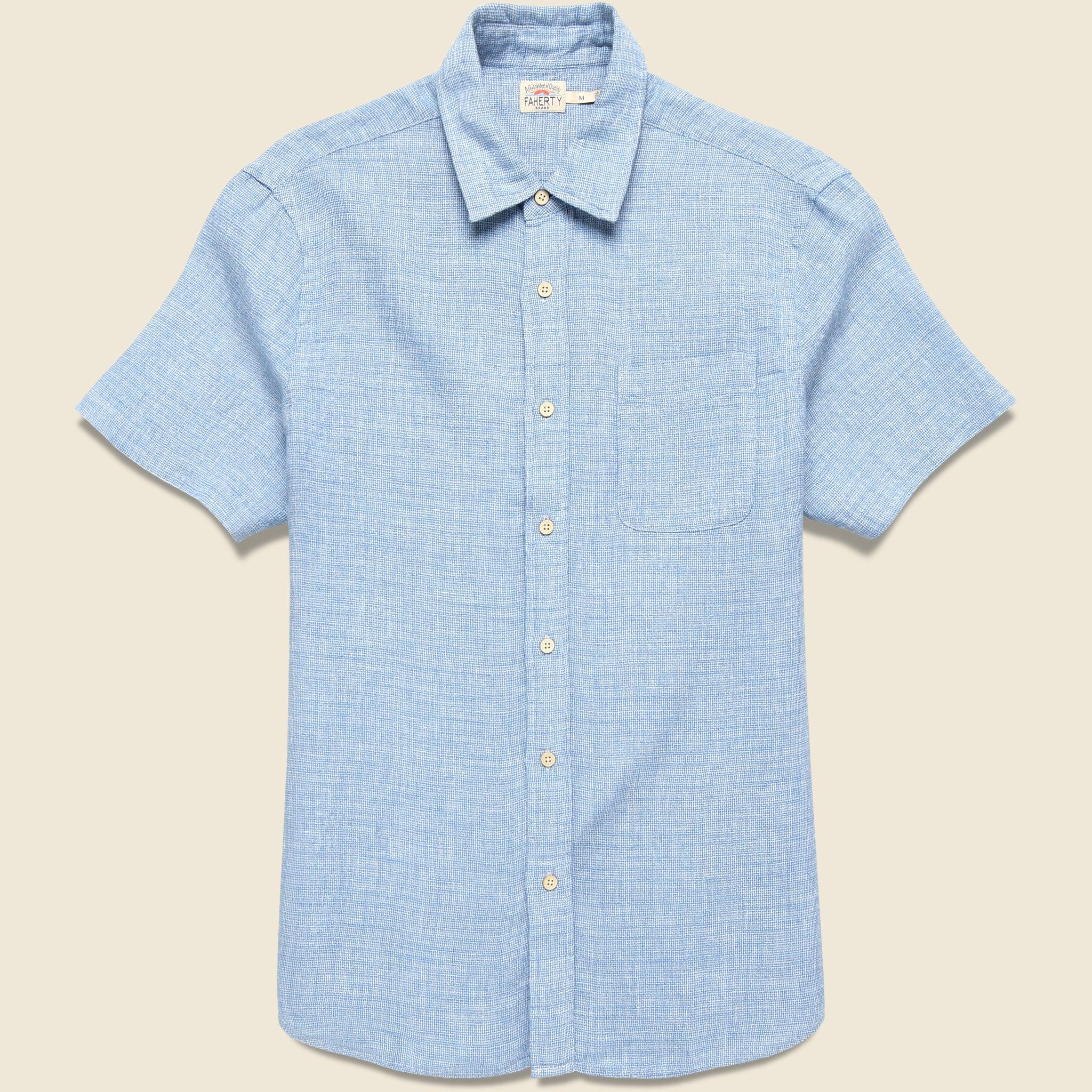 Palma Linen Shirt - Blue Basketweave