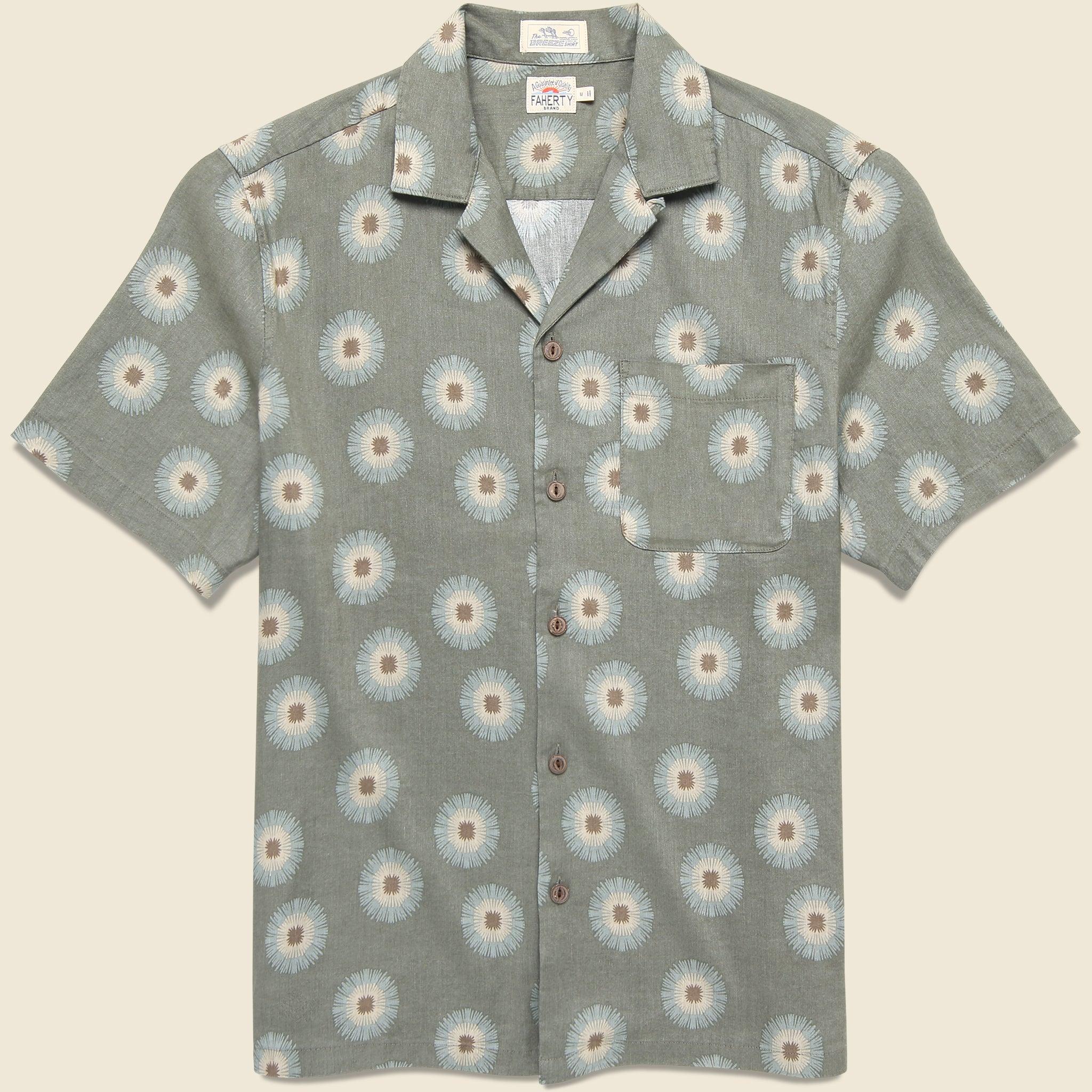 Breeze Camp Shirt - Island Olive Fireworks