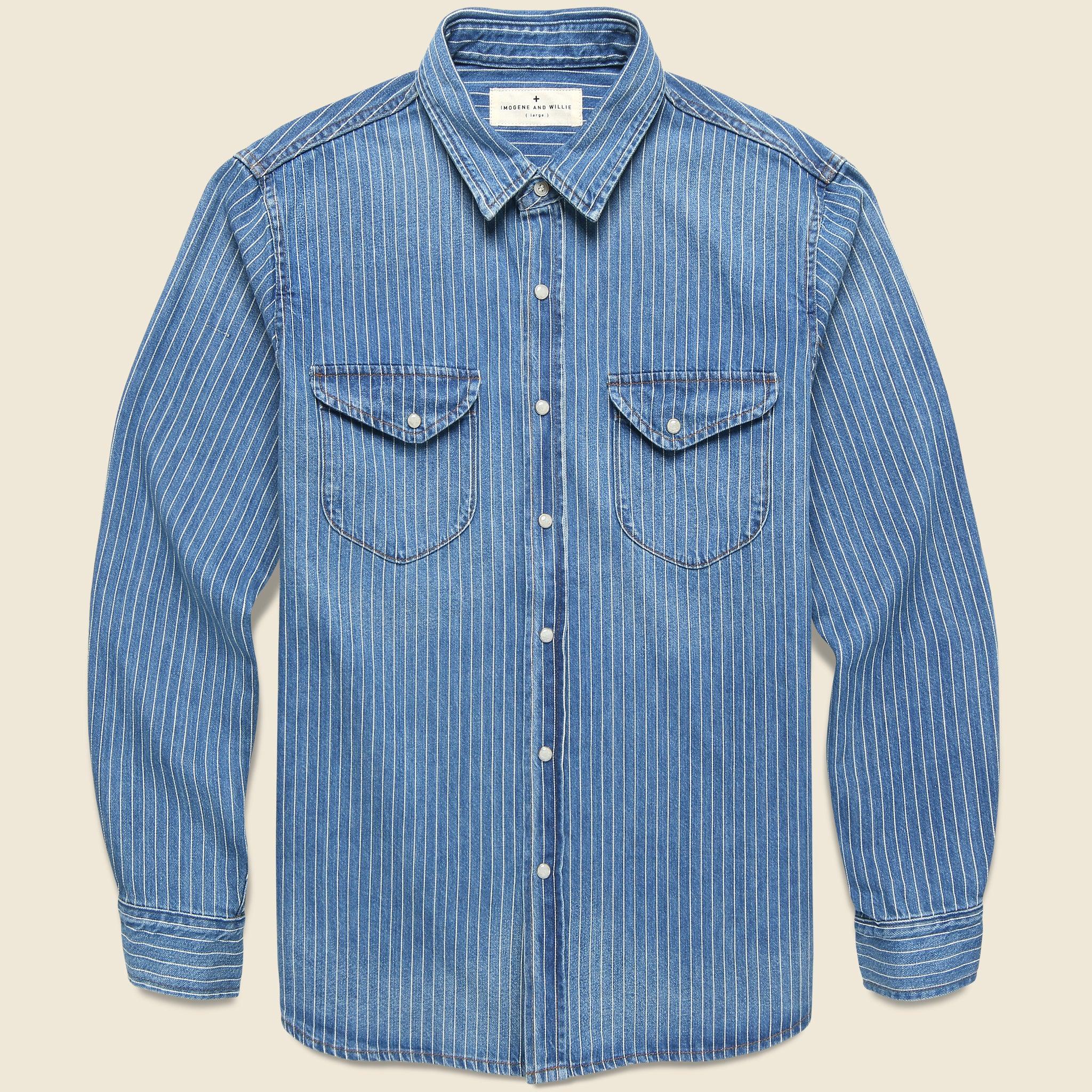 Hayes Pearl Snap - Indigo Stripe