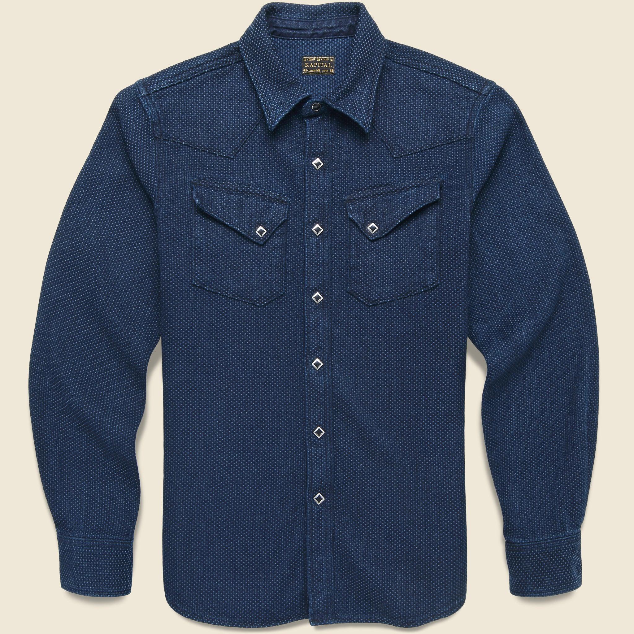 Sashiko Western Shirt - Indigo