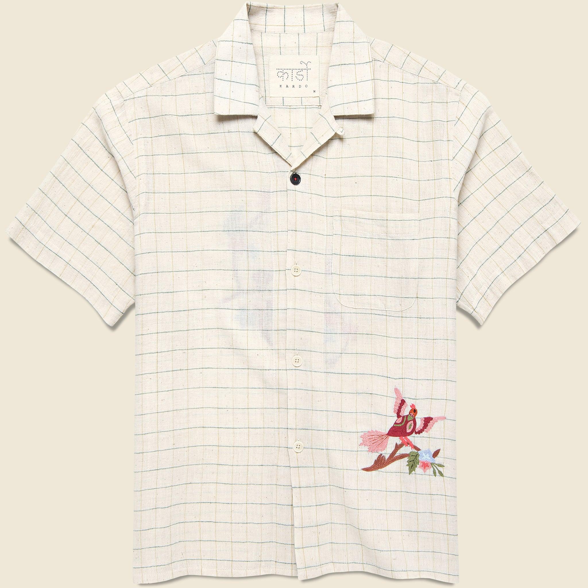 Embroidered Bird Shirt - Natural