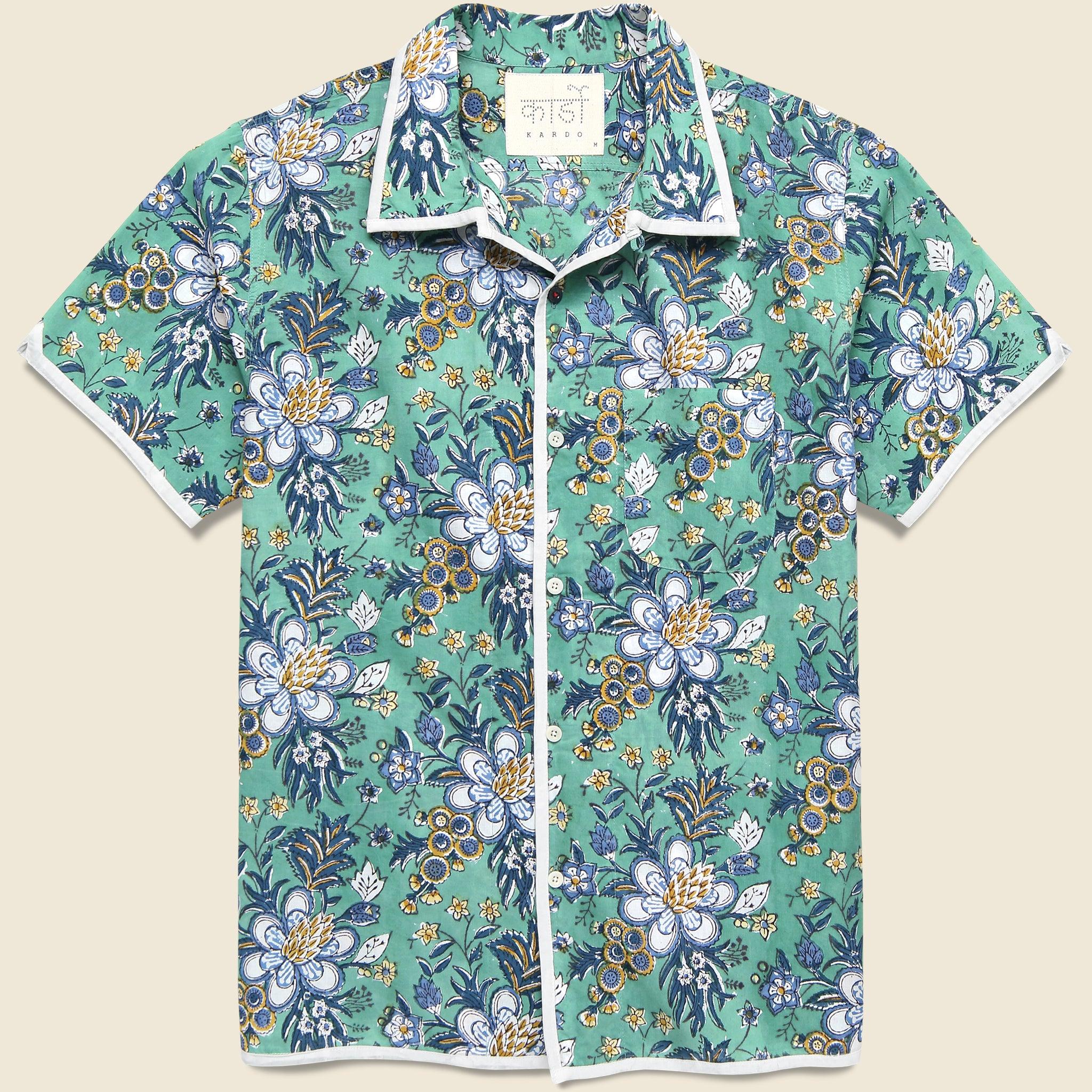 Floral Block Print Shirt - Green