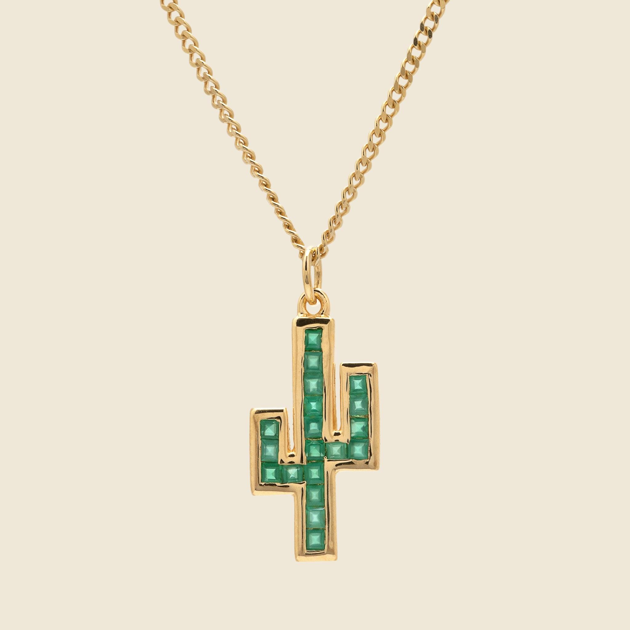 Onyx Pendant Necklace - Gold Vermeil/Cactus Green