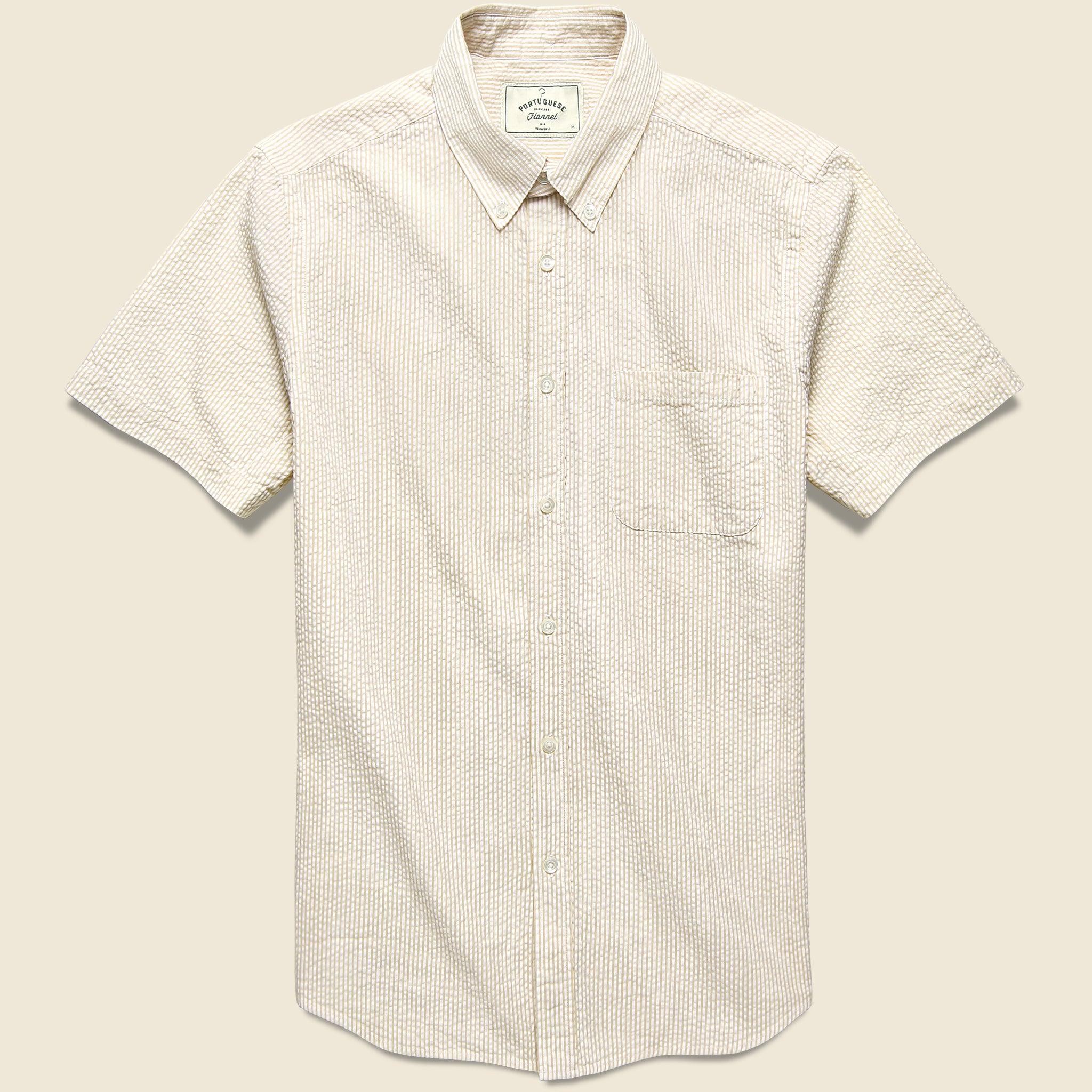 Striped Atlantico Seersucker Shirt - Sand