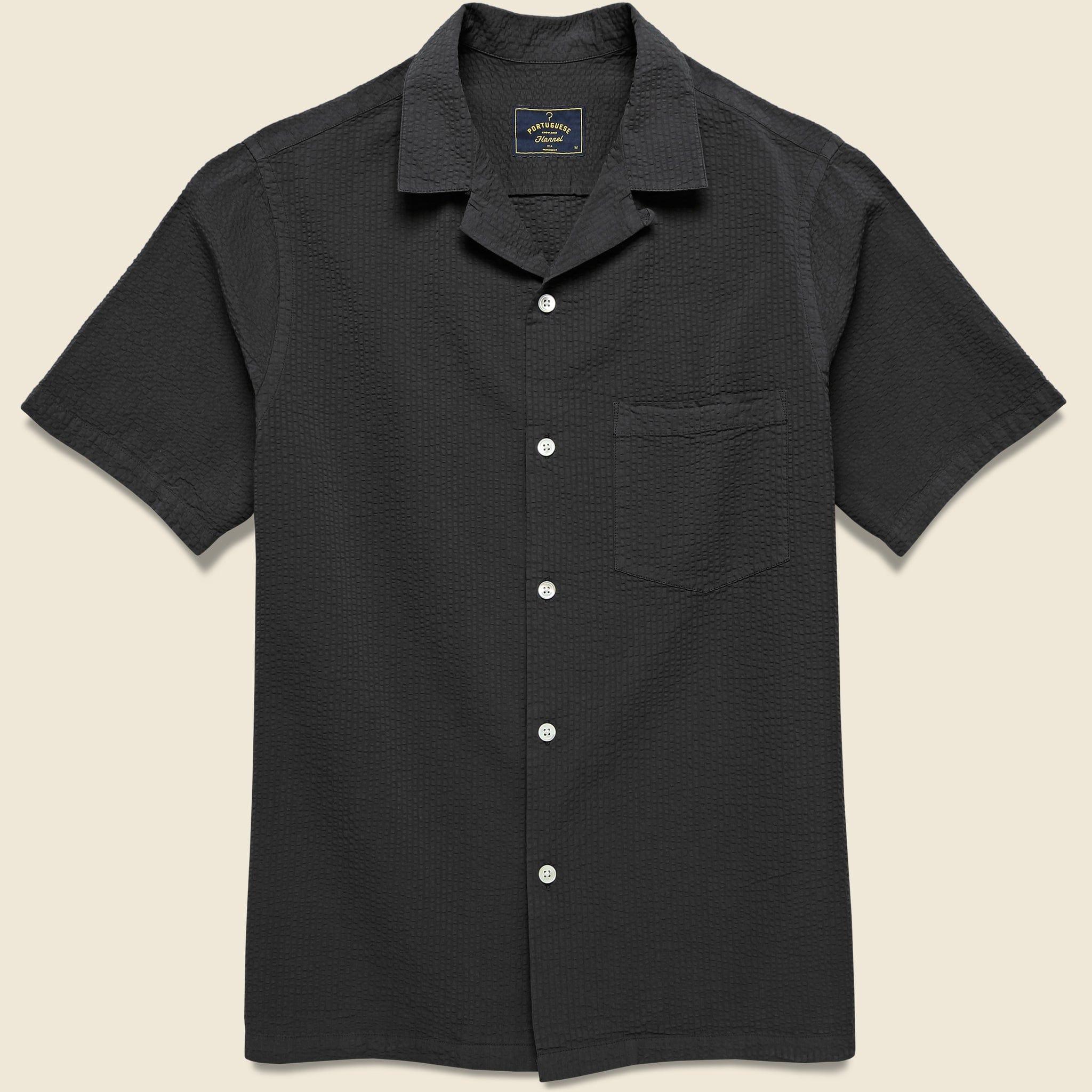 Seersucker Camp Shirt - Black