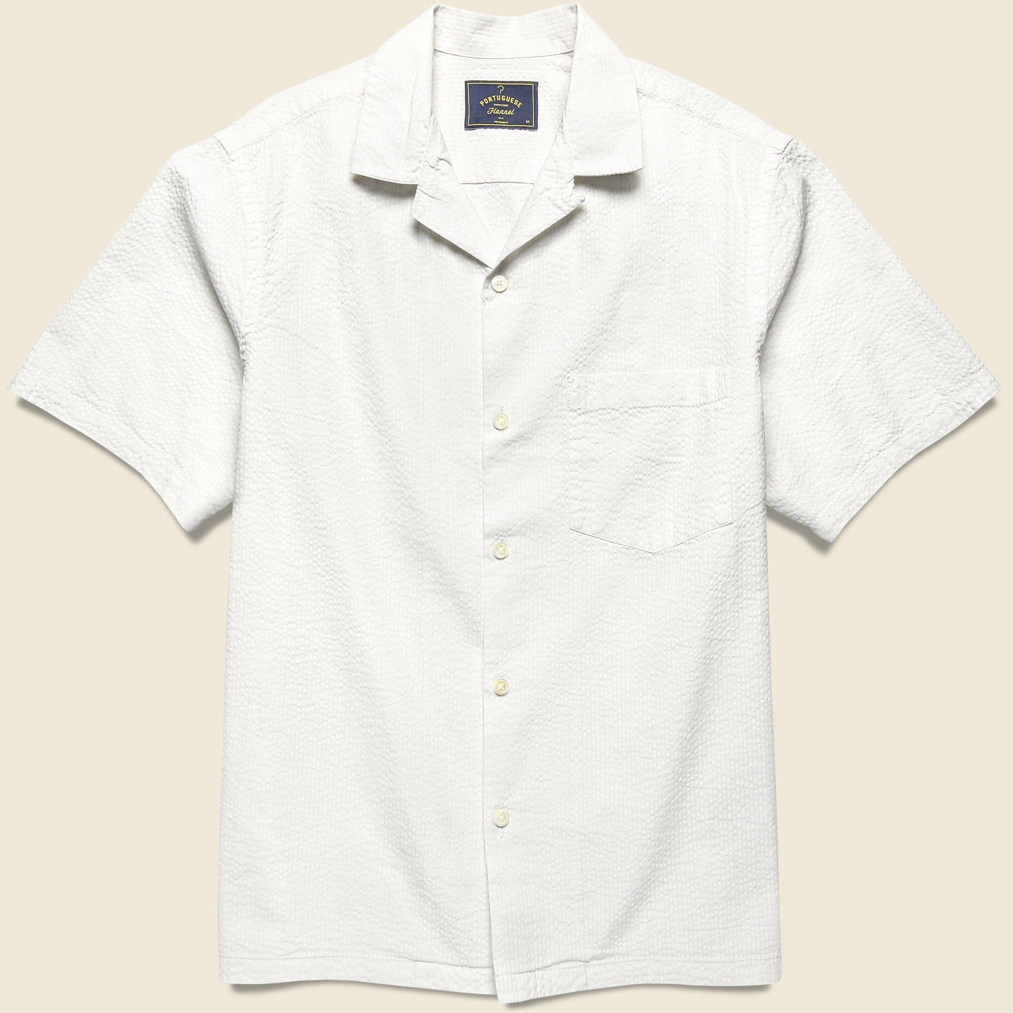 Seersucker Camp Shirt - White