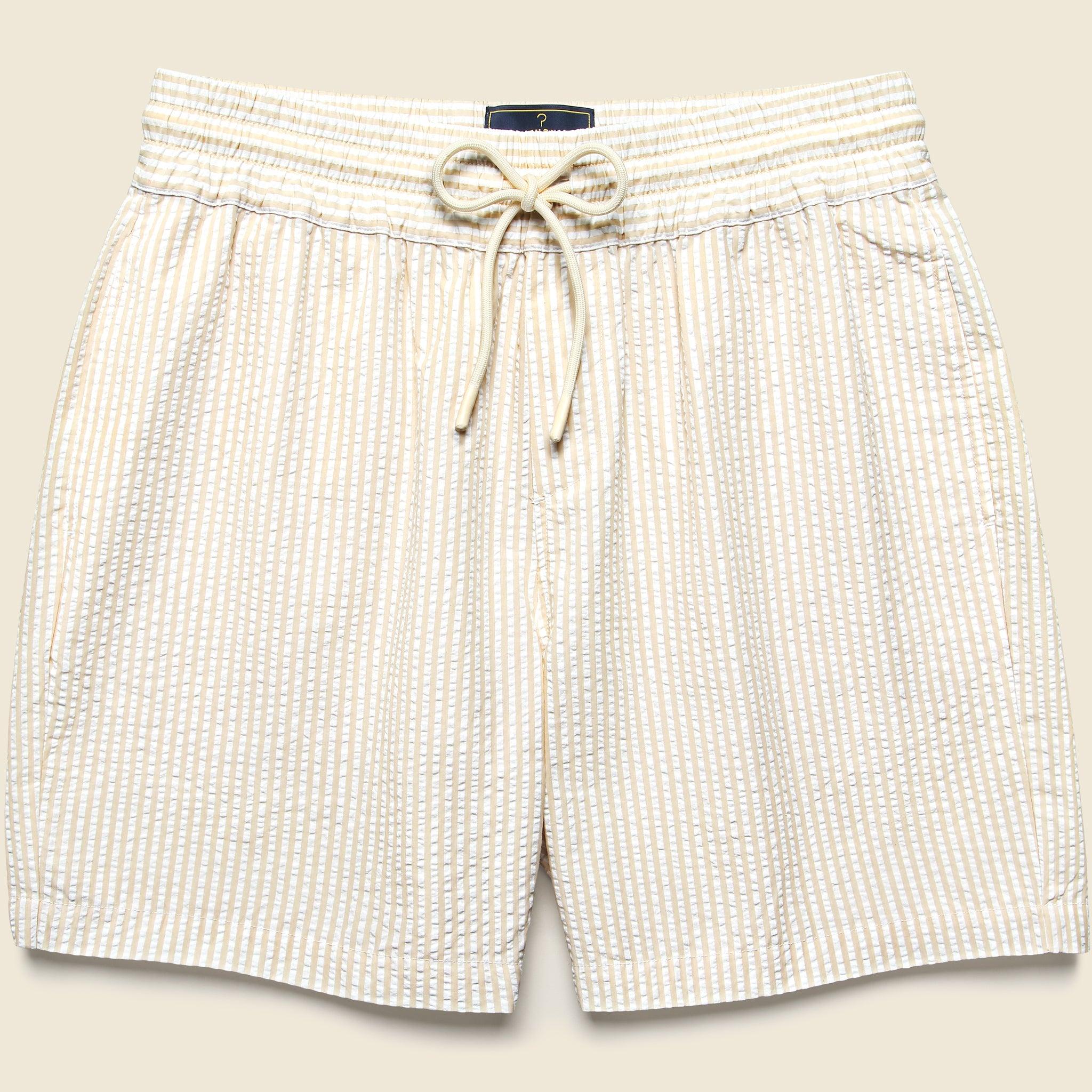 7" Seersucker Shorts - Sand Stripe