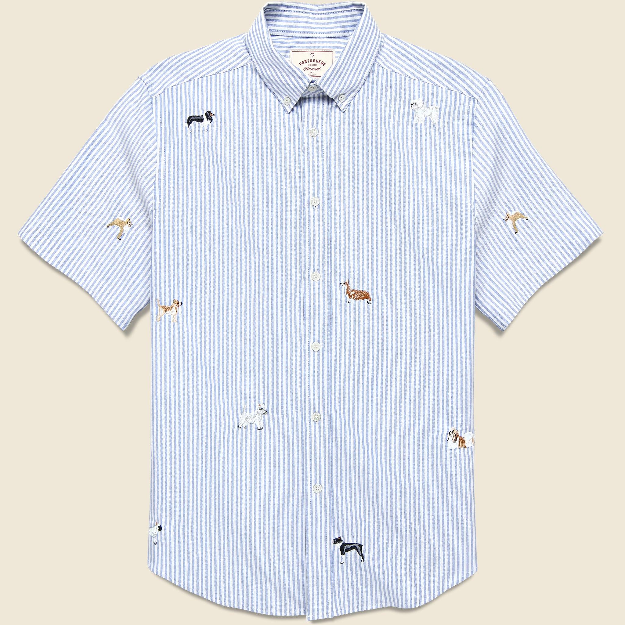 Dogs Oxford Shirt - Blue Stripe