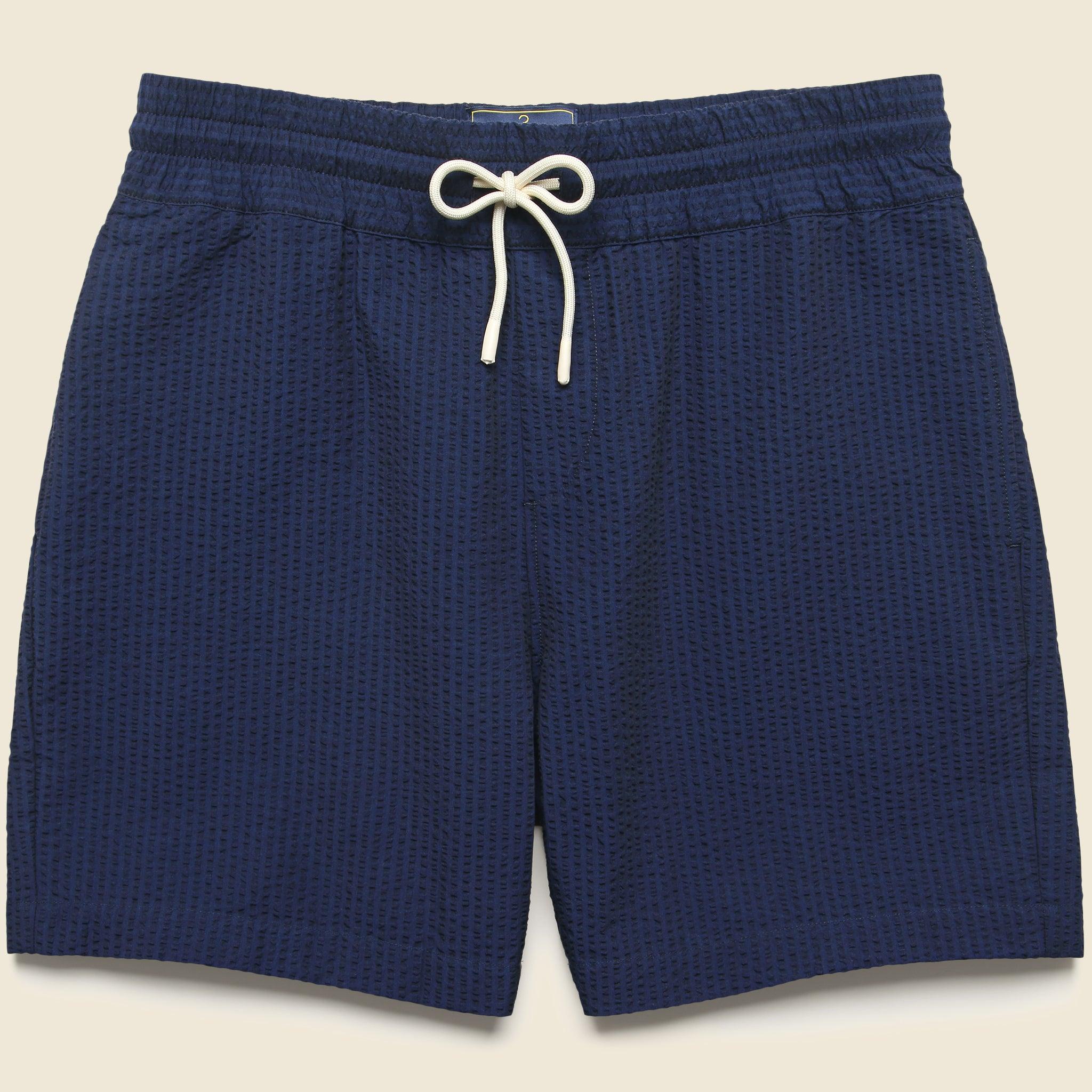 7" Seersucker Shorts - Navy