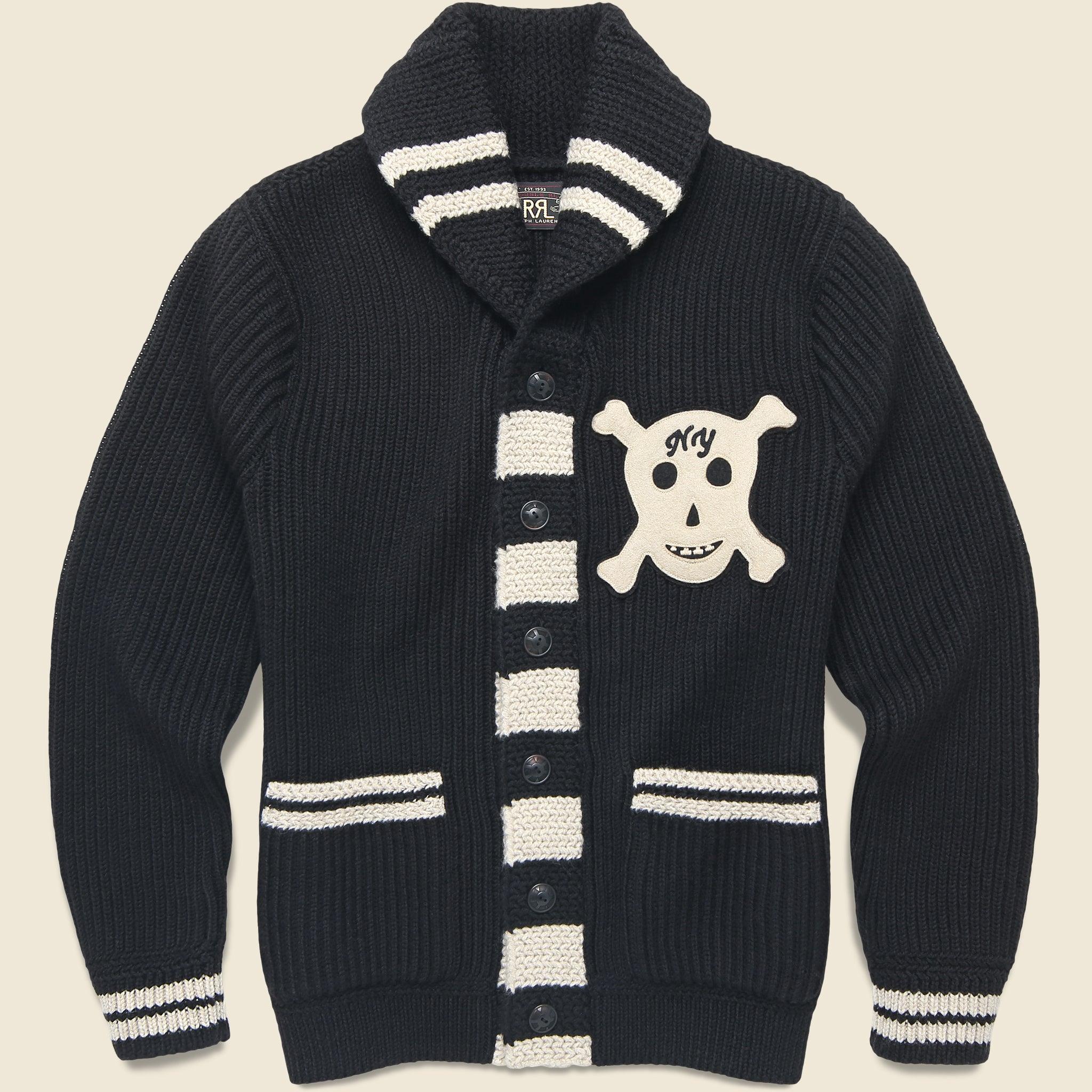 Skull Shawl Cardigan - Black