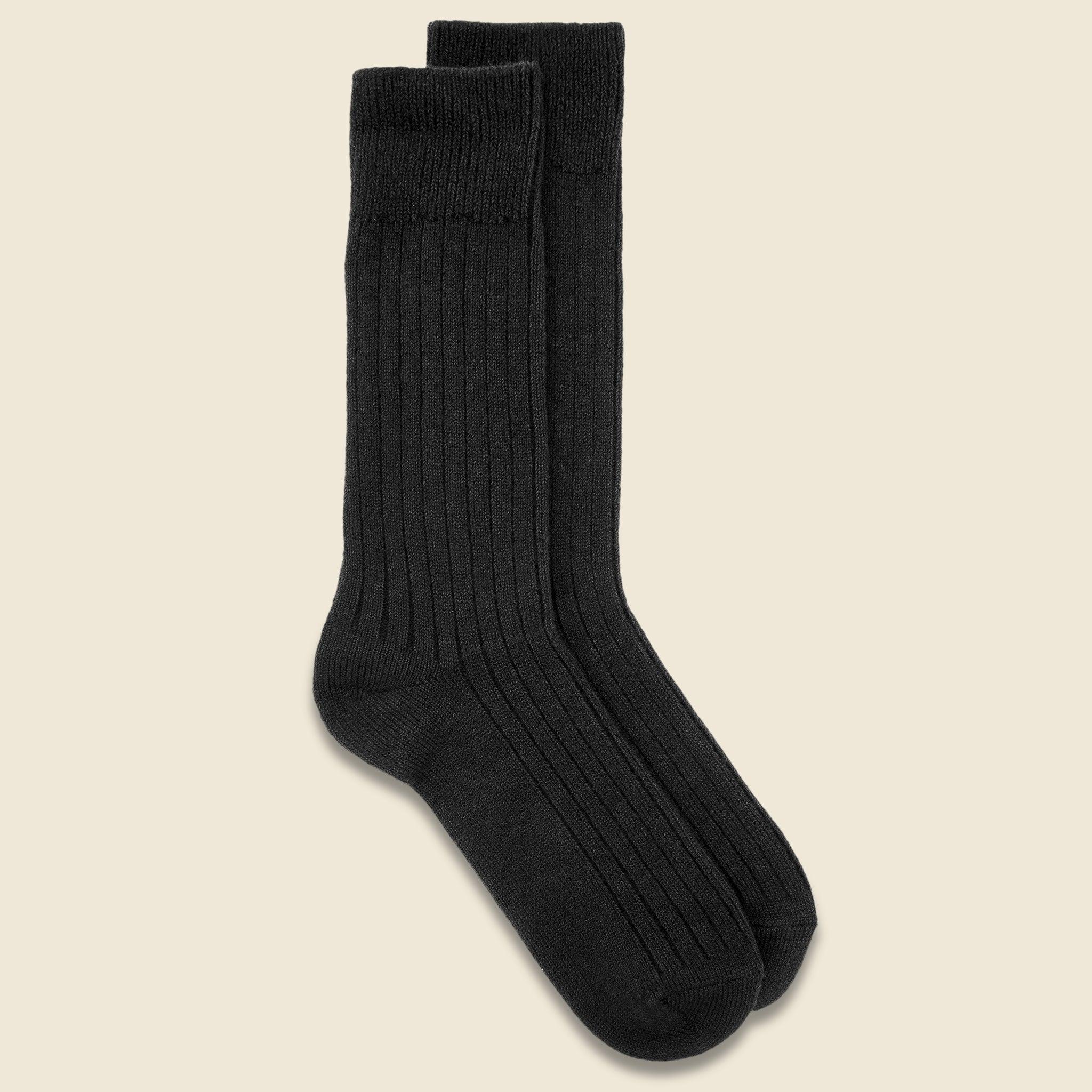 Cotton Wool Rib Sock - Black