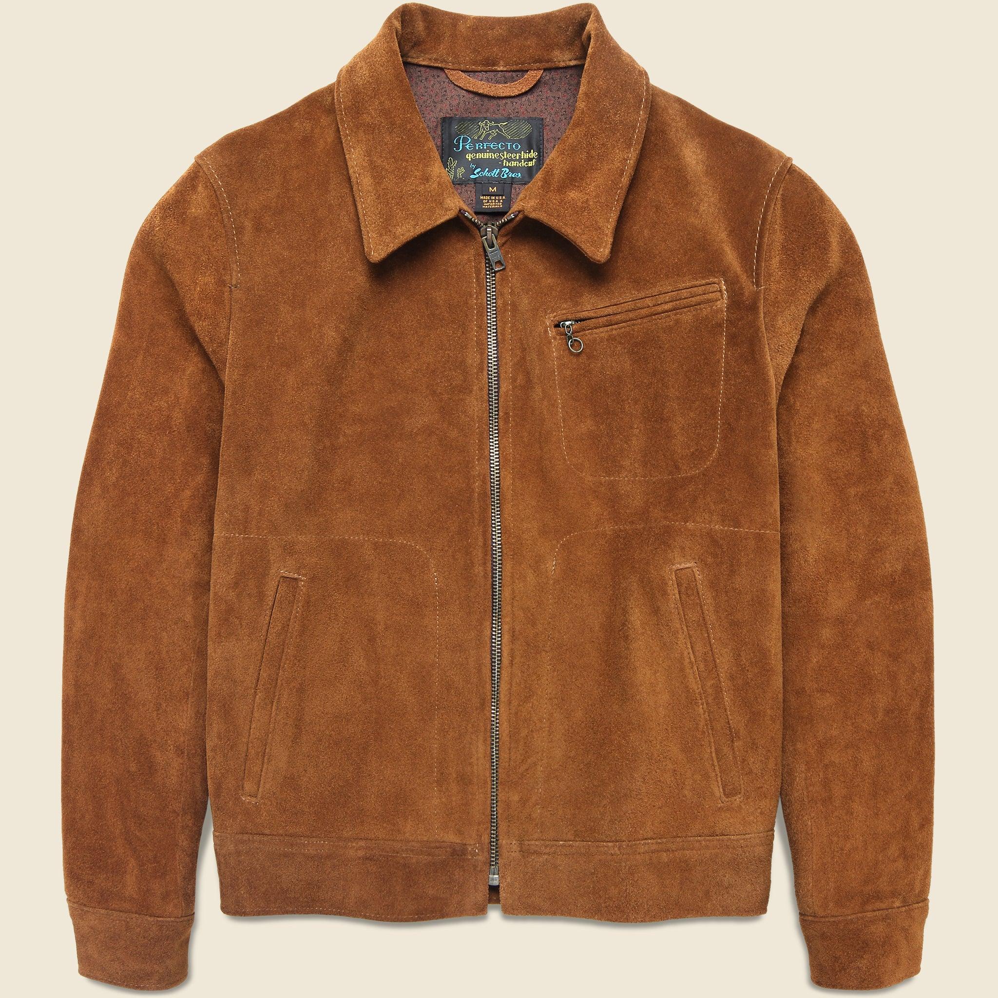 Suede Unlined Trucker Jacket - Saddle