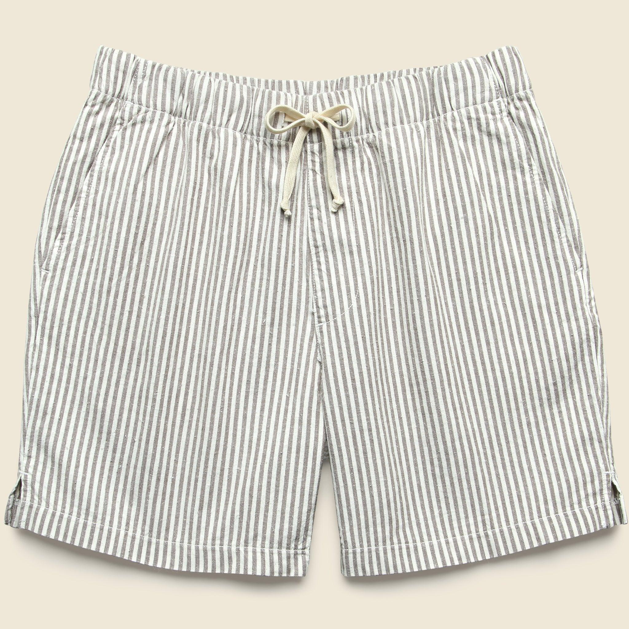 6" Hemp Stripe Easy Shorts - Natural/Grey