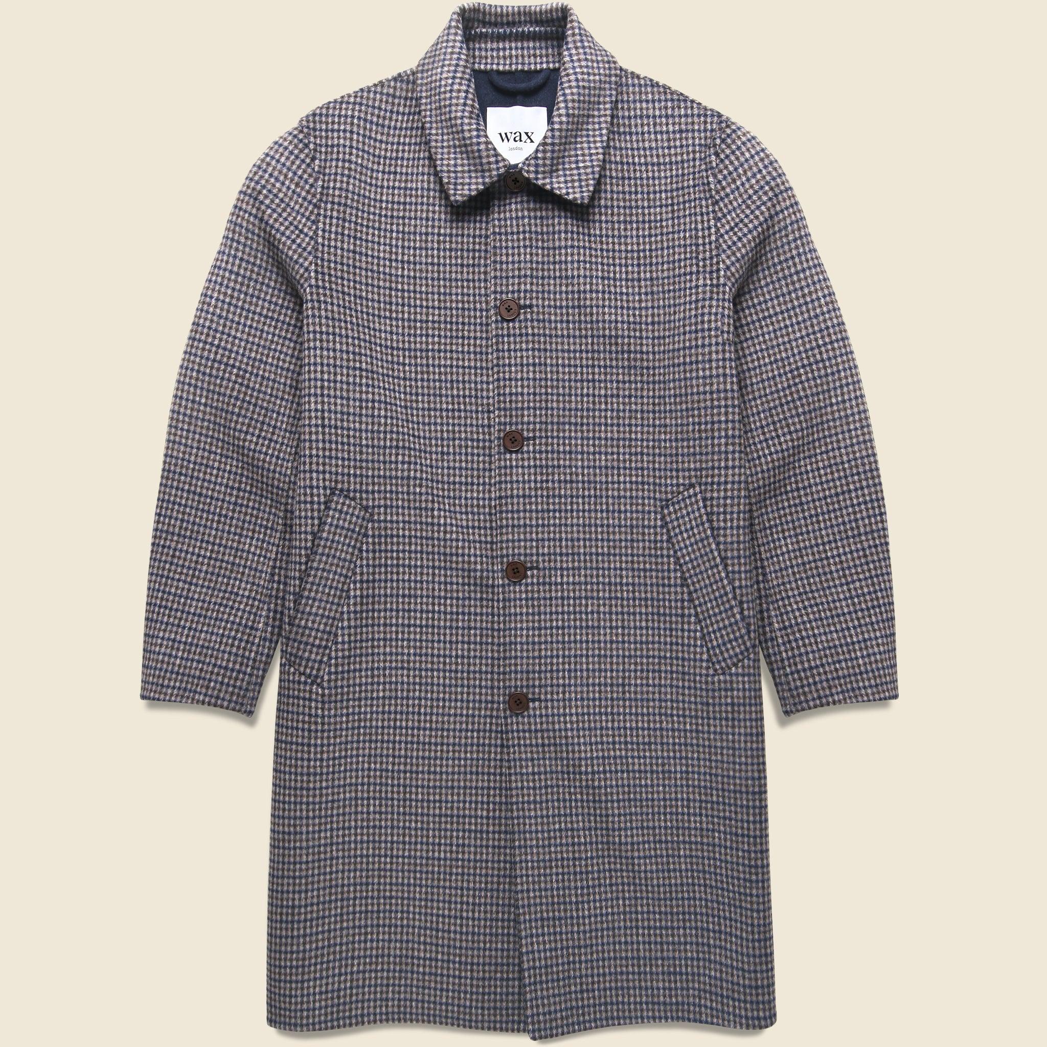 Stan Coat - Double Face Check Navy/Brown