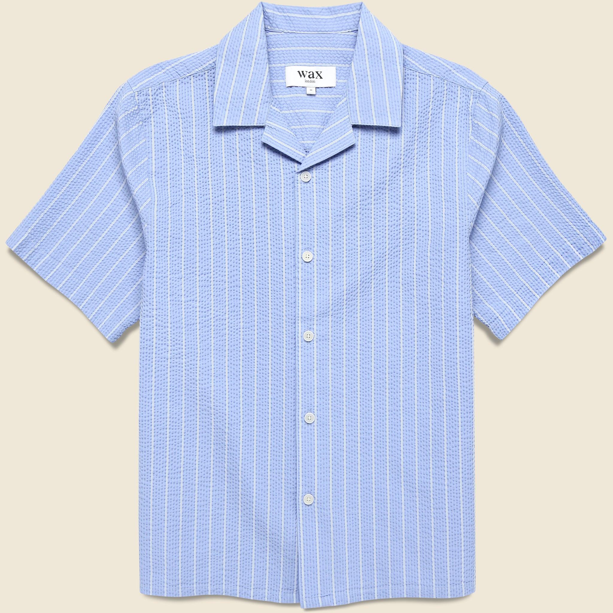 Seersucker Stripe Didcot Shirt - Blue/Ecru