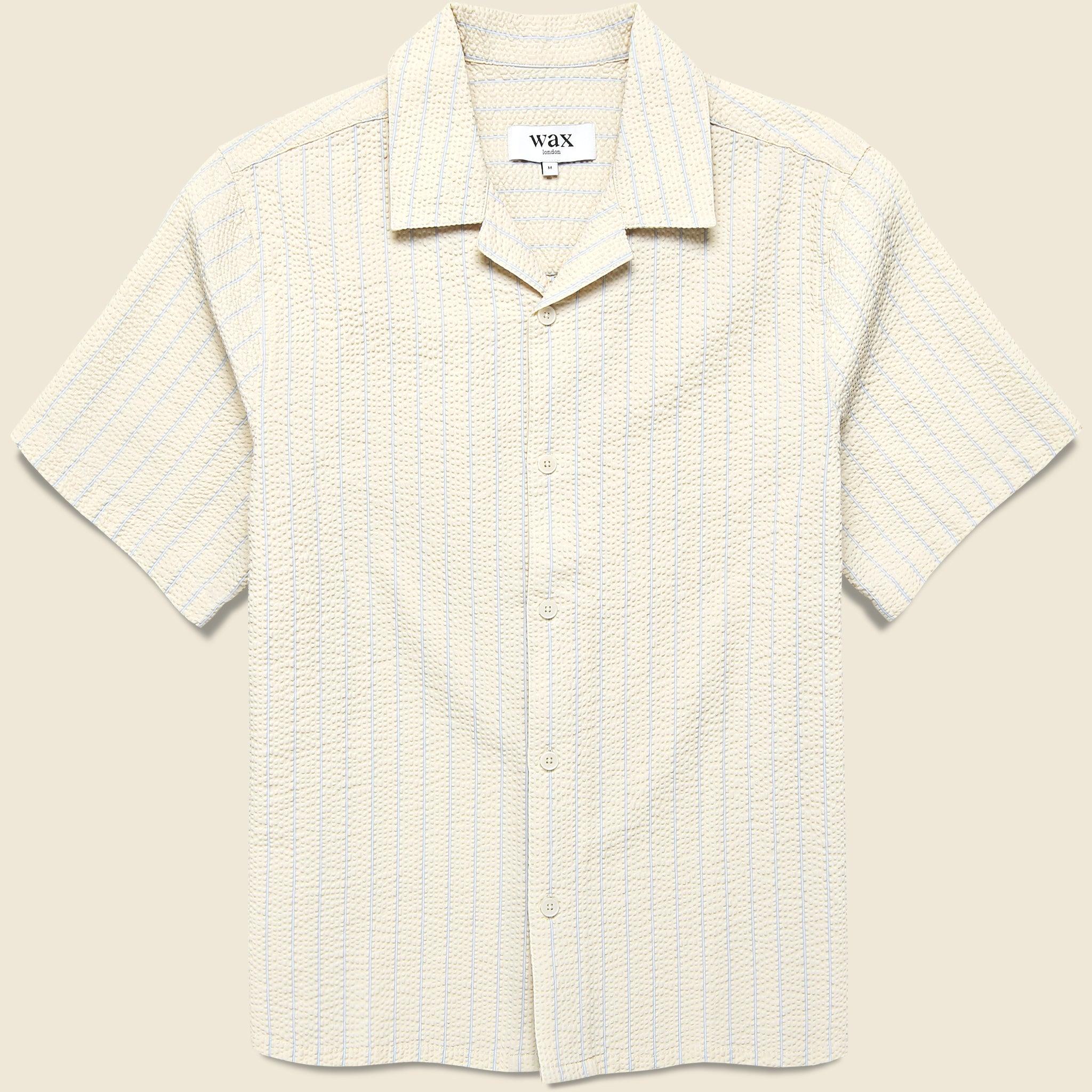 Seersucker Stripe Didcot Shirt - Ecru/Blue