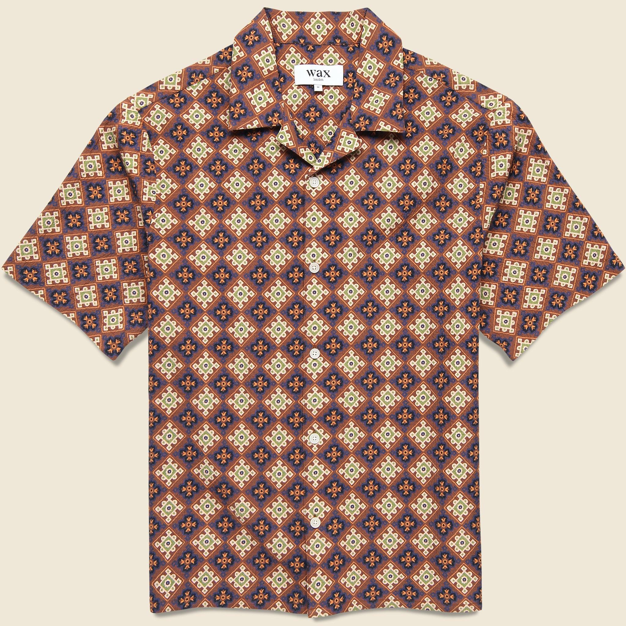 Seersucker Tile Didcot Shirt - Rust/Multi