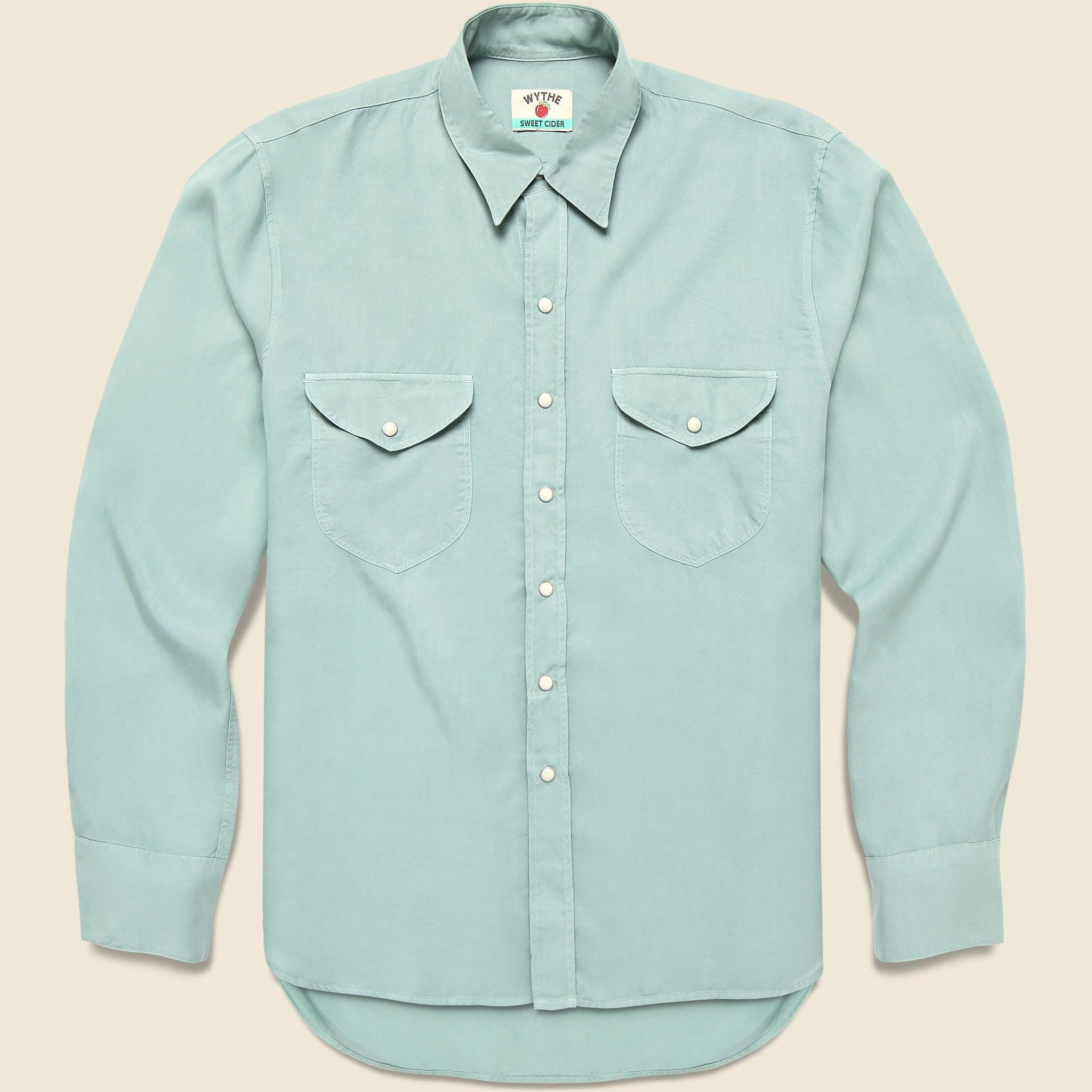 Pearl Snap Tencel Shirt - Sage