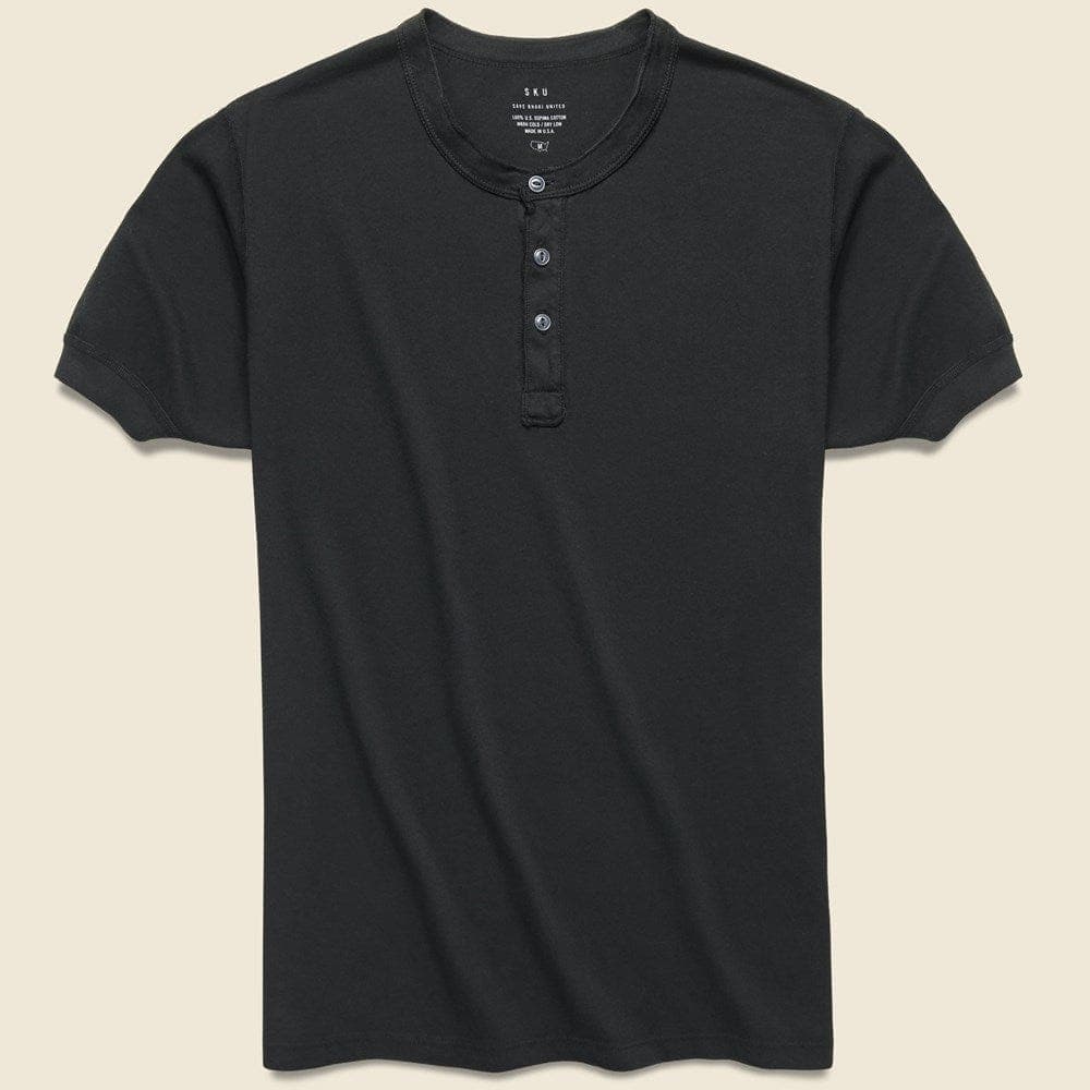 Supima Jersey Henley - Black