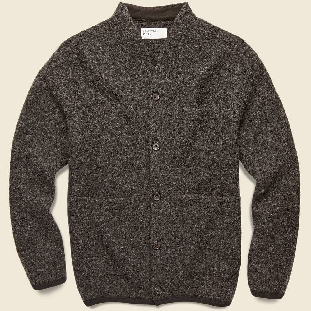Wool Fleece Cardigan - Brown