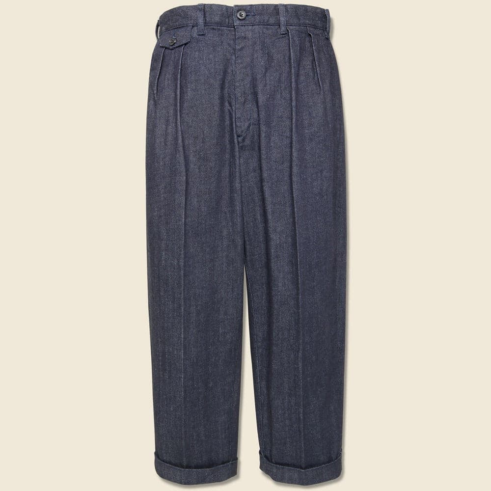 2 Pleats Denim Pant - Indigo