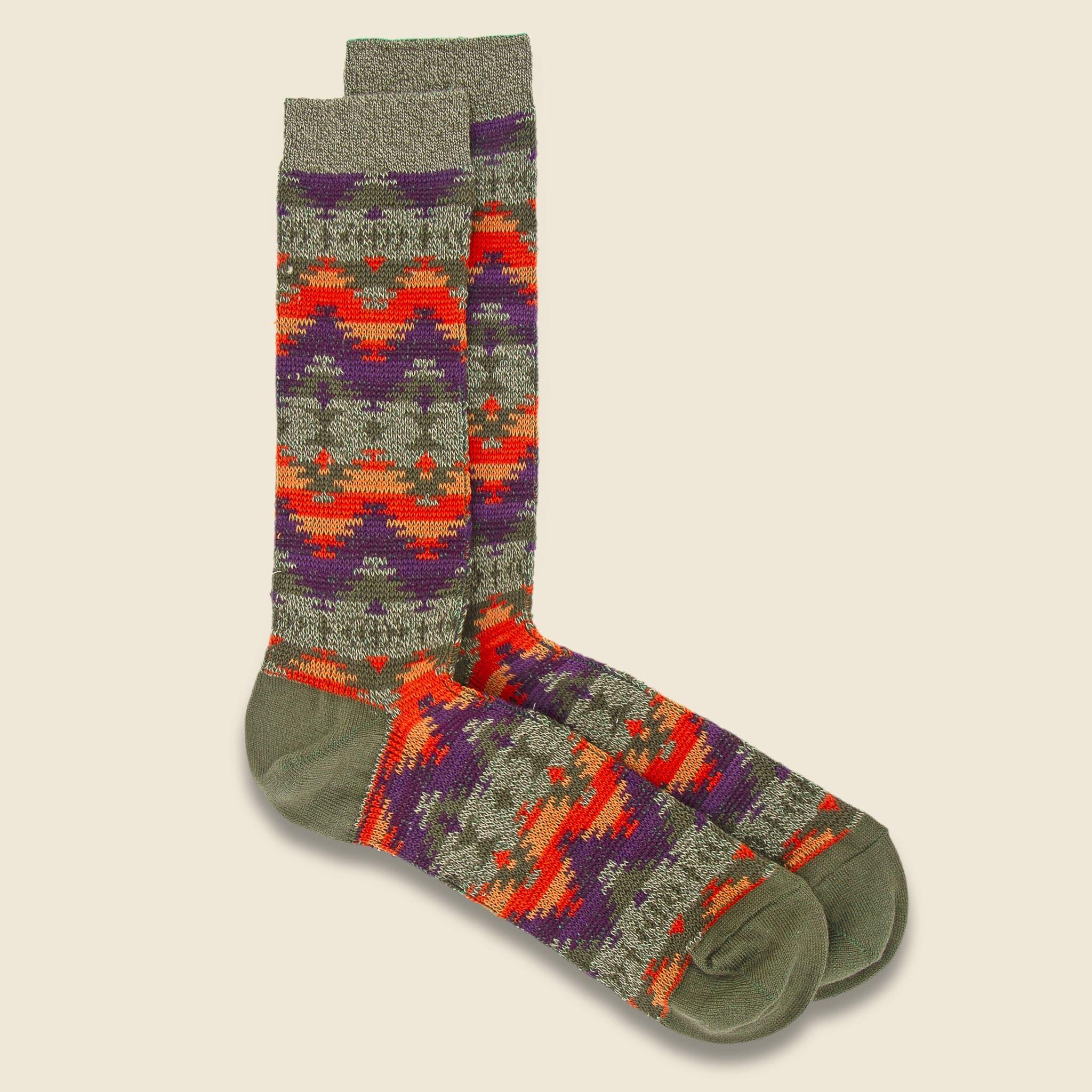 Wigwam Jacquard Crew Sock - Khaki