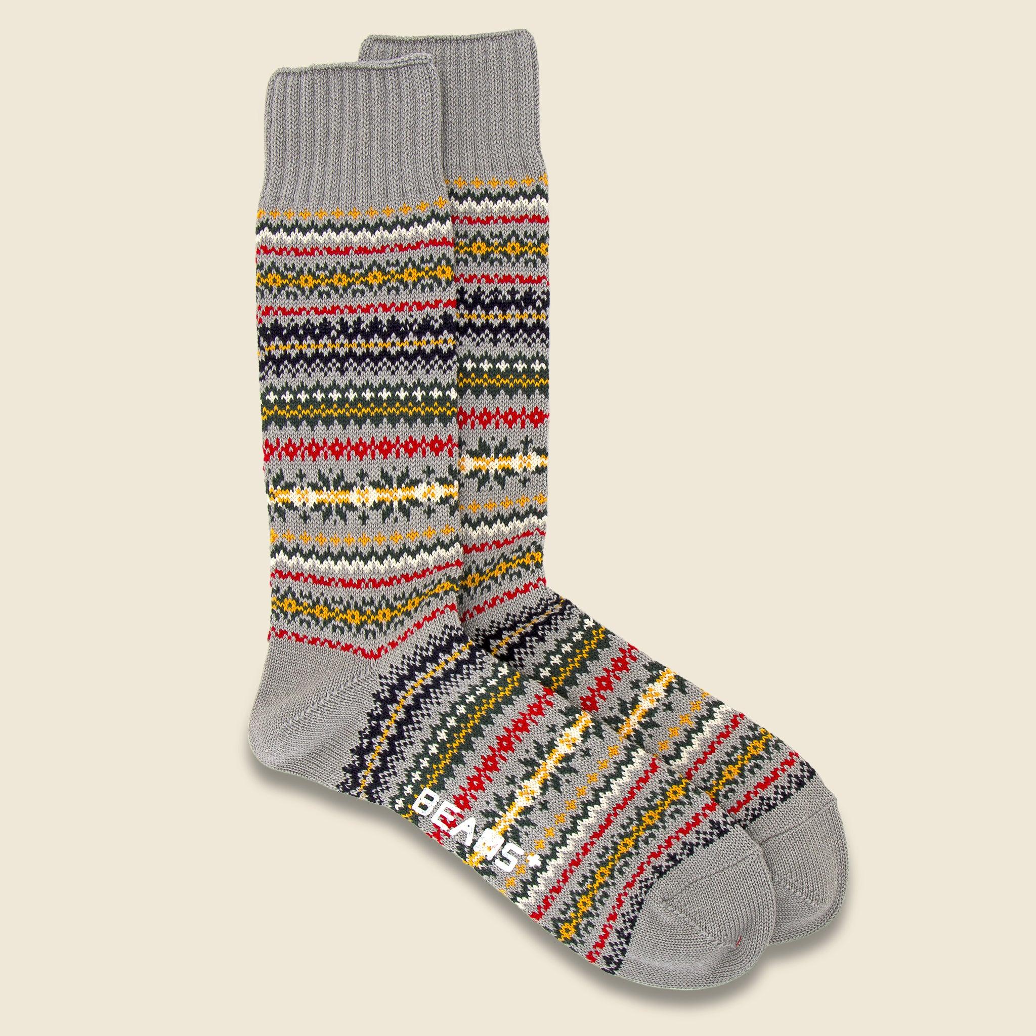 Fair Isle Socks - Grey