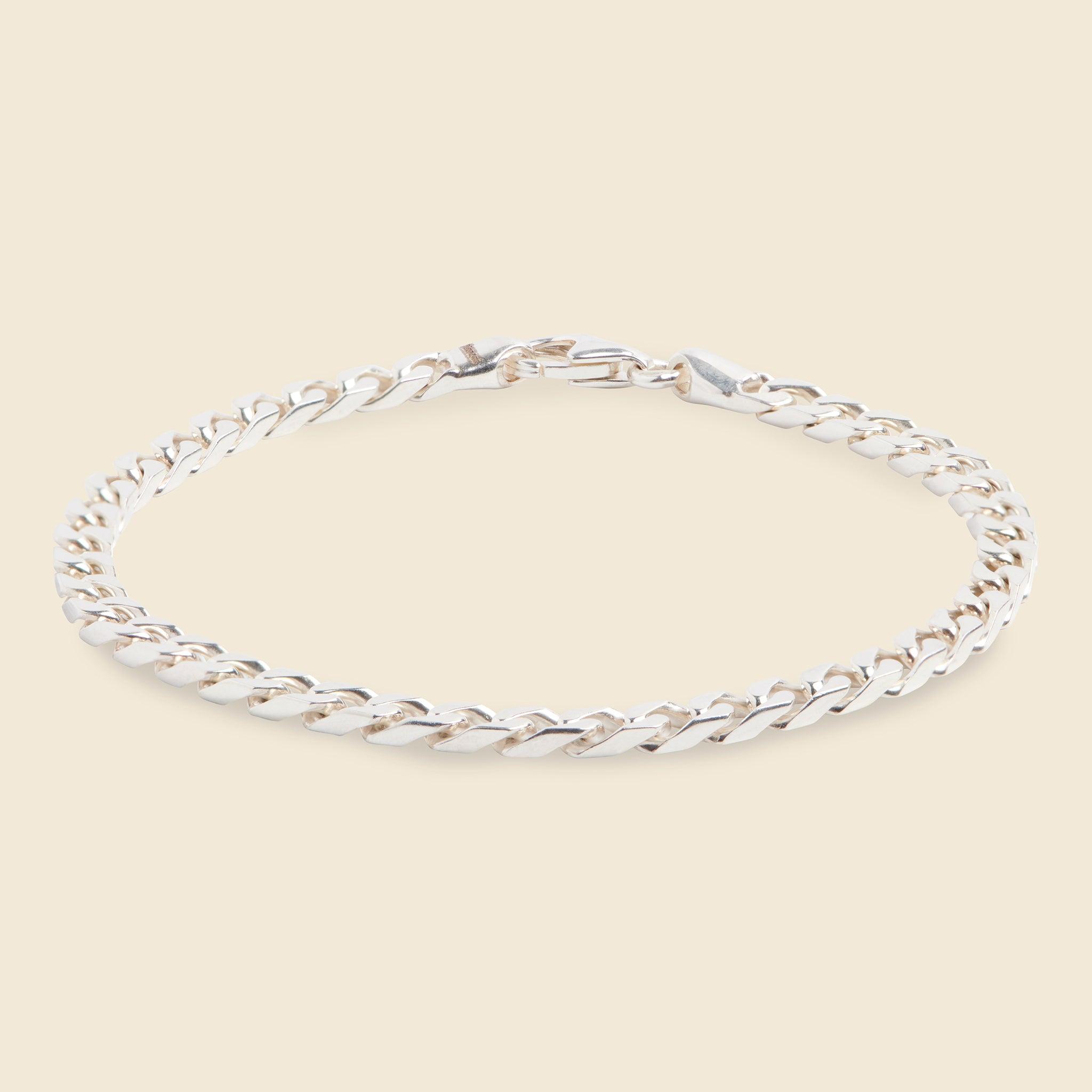 4mm Cuban Chain Bracelet - Silver