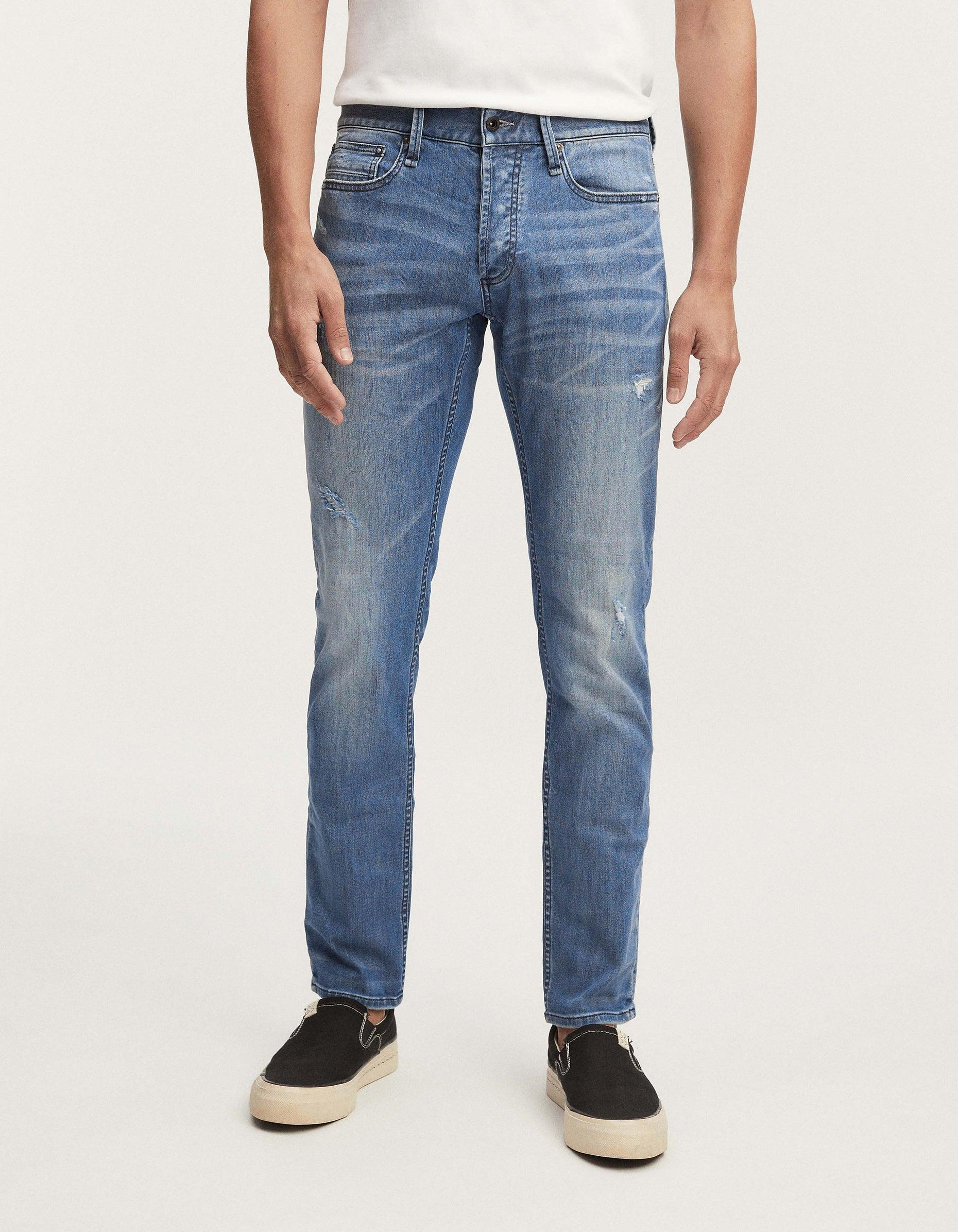 RAZOR FMLCS Slim Jeans Coolmax® 快乾排汗灰藍色微破壞合身小直筒牛仔褲