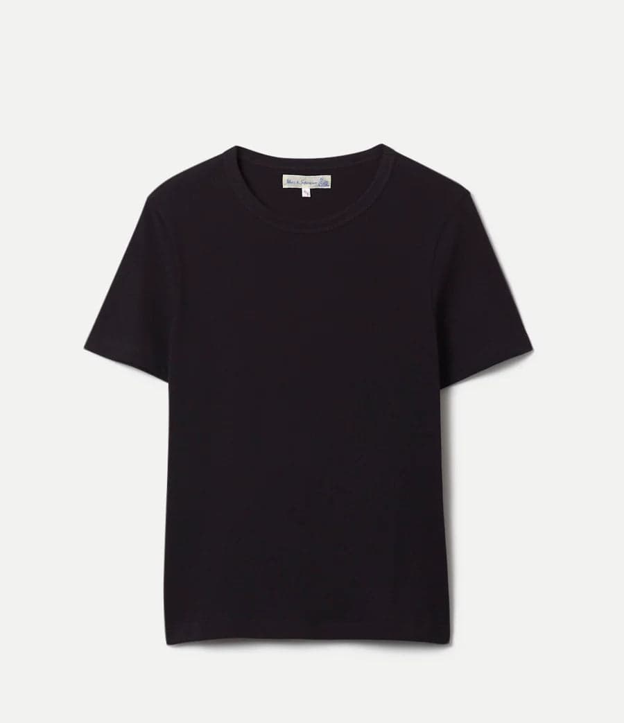 1950s Loopwheeled Lightweight T-Shirt Deep Black 中世紀復古輕磅圓織短T黑色