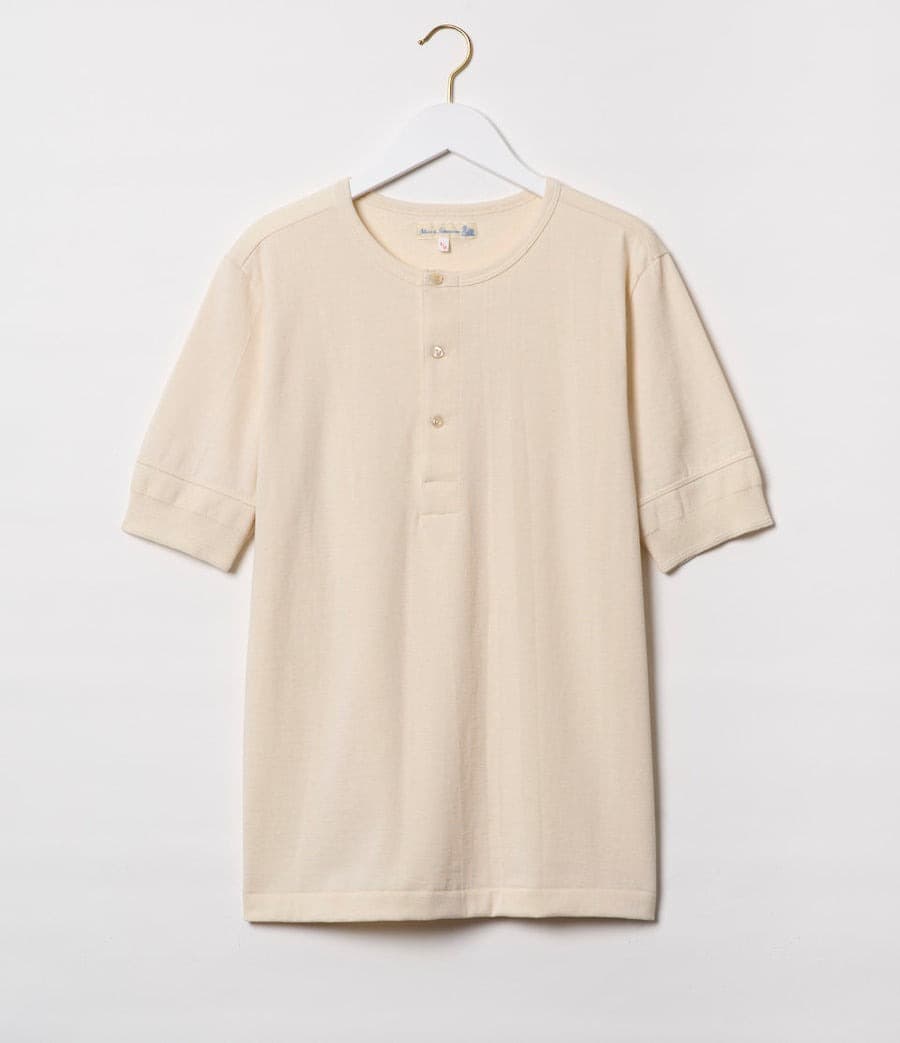2M07 Loopwheeled Short Sleeve Henley Nature 圓織經典中磅數短袖亨利衫炭天然色